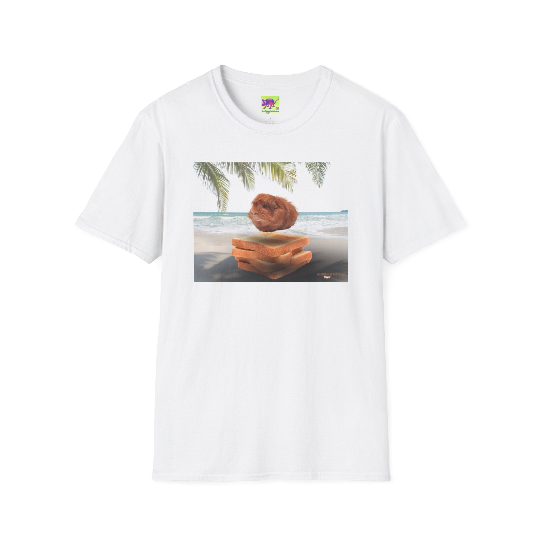 Fluffy on the Beach -Guinea Pig Tee — Cute Guinea Pig on Toast Tropical T-Shirt