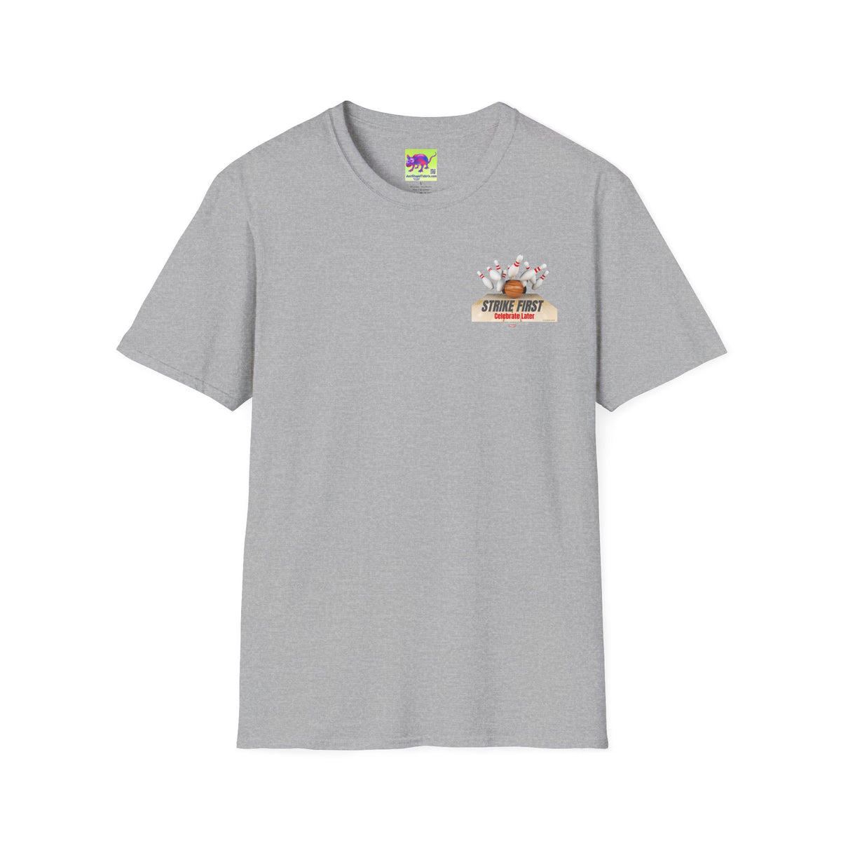 Strike First- Celebrate Later - Bowling Shirt for League Night- Bowling gift- Bowlers Tee
