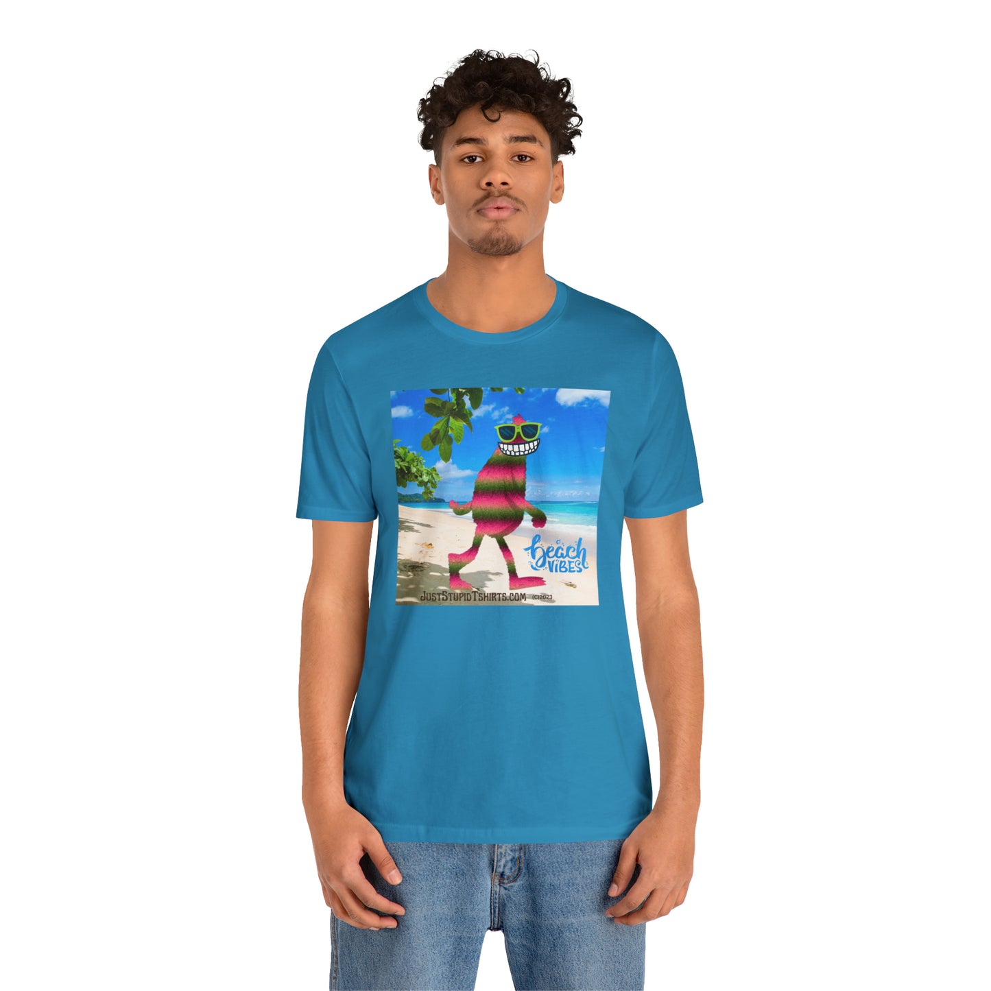 Beach Vibes Squatch Unisex Jersey Short Sleeve Tee- Big Foot Gifts, Yeti Tshirt,