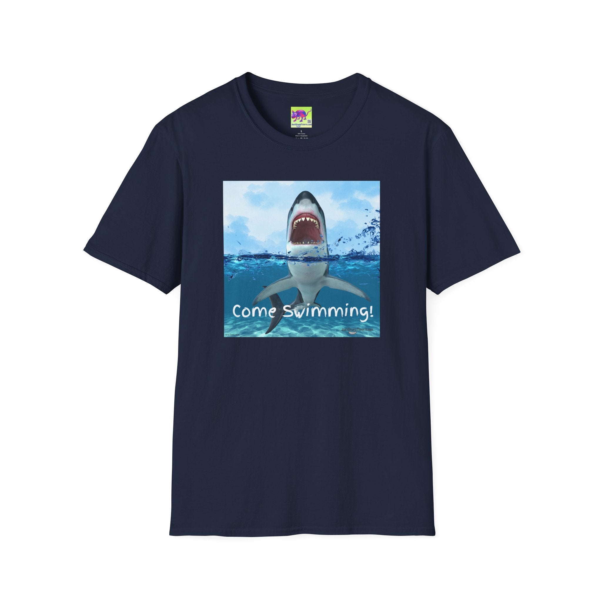 Shark Graphic T-Shirt — 'Come Swimming' Ocean Shark Tee