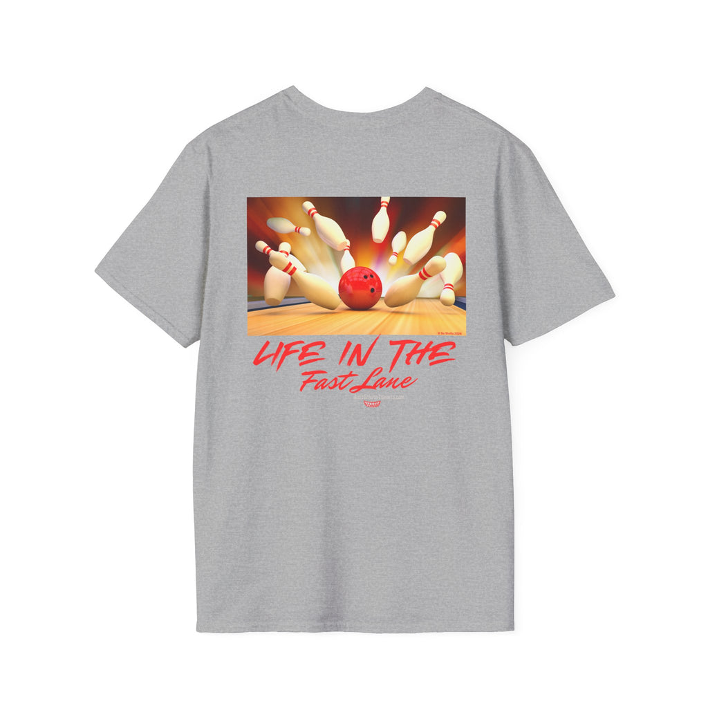 'Life in the Fast Lane' Bowling Graphic Tee- 2 sided Bowling Shirt- League Night shirt