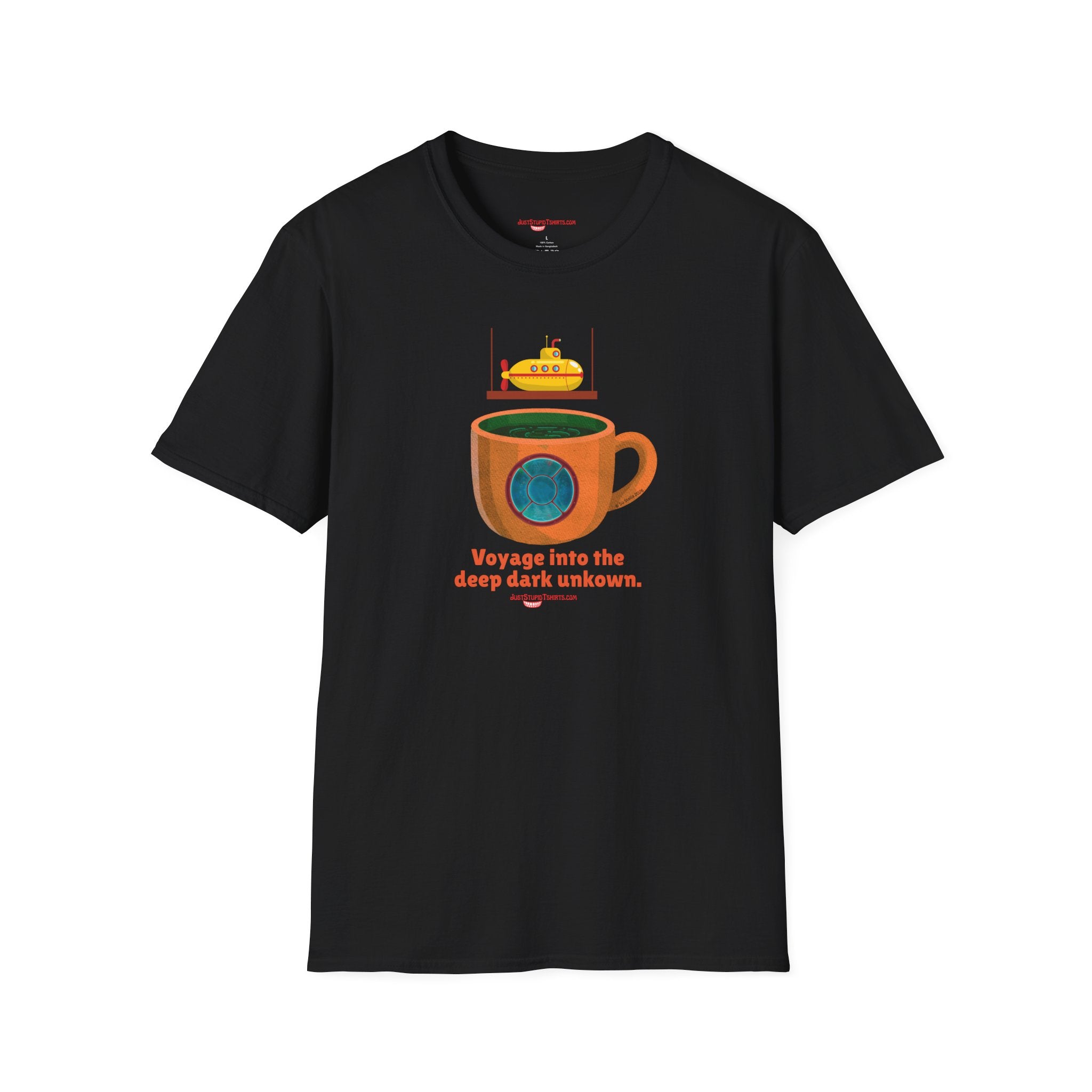 Voyage Into the Deep Dark Unknown T-Shirt — Submarine Coffee Cup Graphic Tee