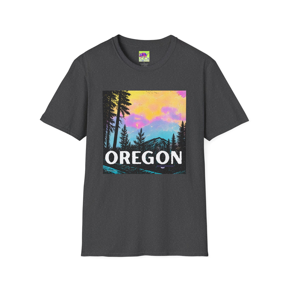 Oregon Sunset Mountain T-Shirt — Colorful Pine Forest Graphic Tee- Cascade Lakes Scenic Byway, Oregon
