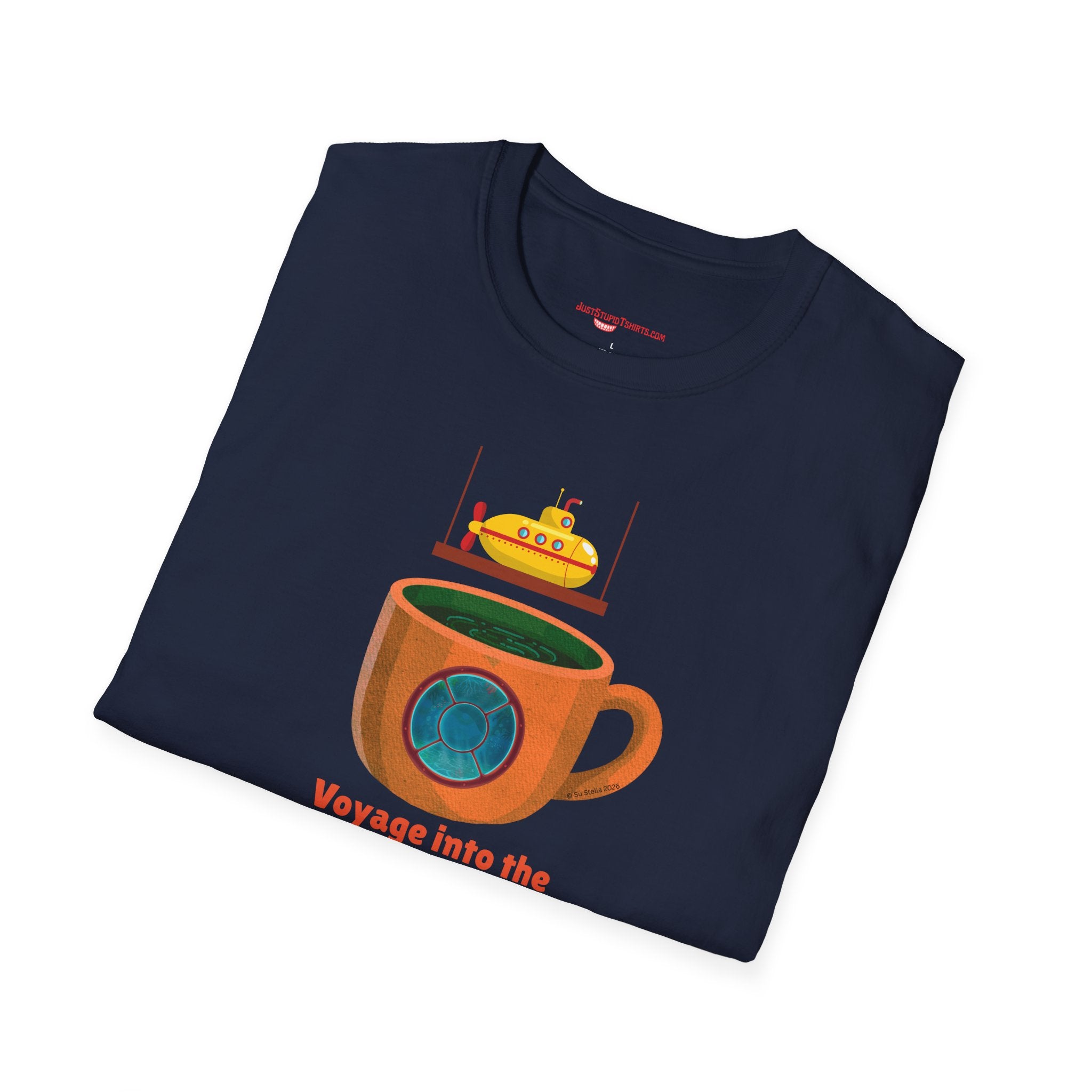 Voyage Into the Deep Dark Unknown T-Shirt — Submarine Coffee Cup Graphic Tee