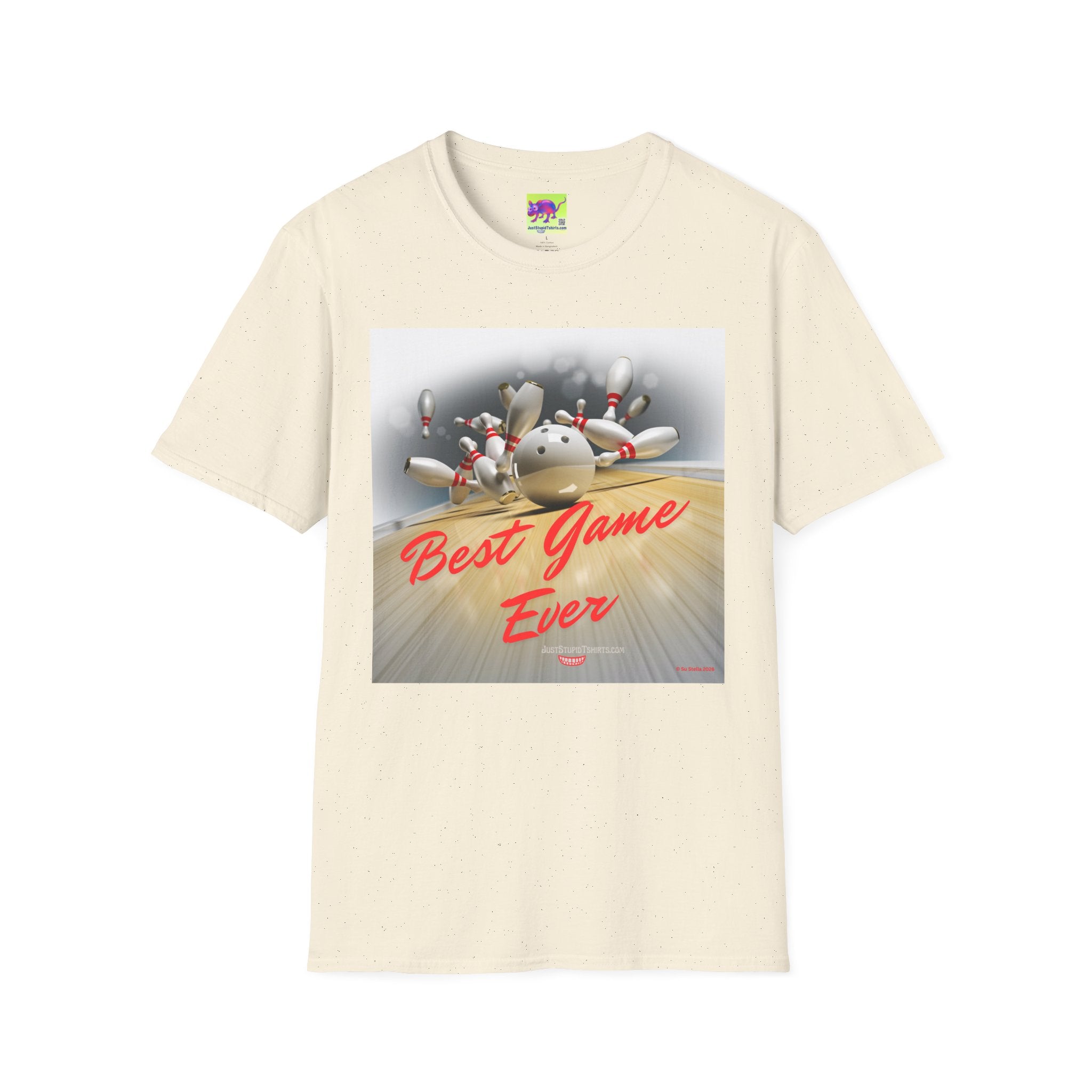 Bowling T-Shirt —"Best Game Ever" Retro Pinfall Graphic Tee- Front side