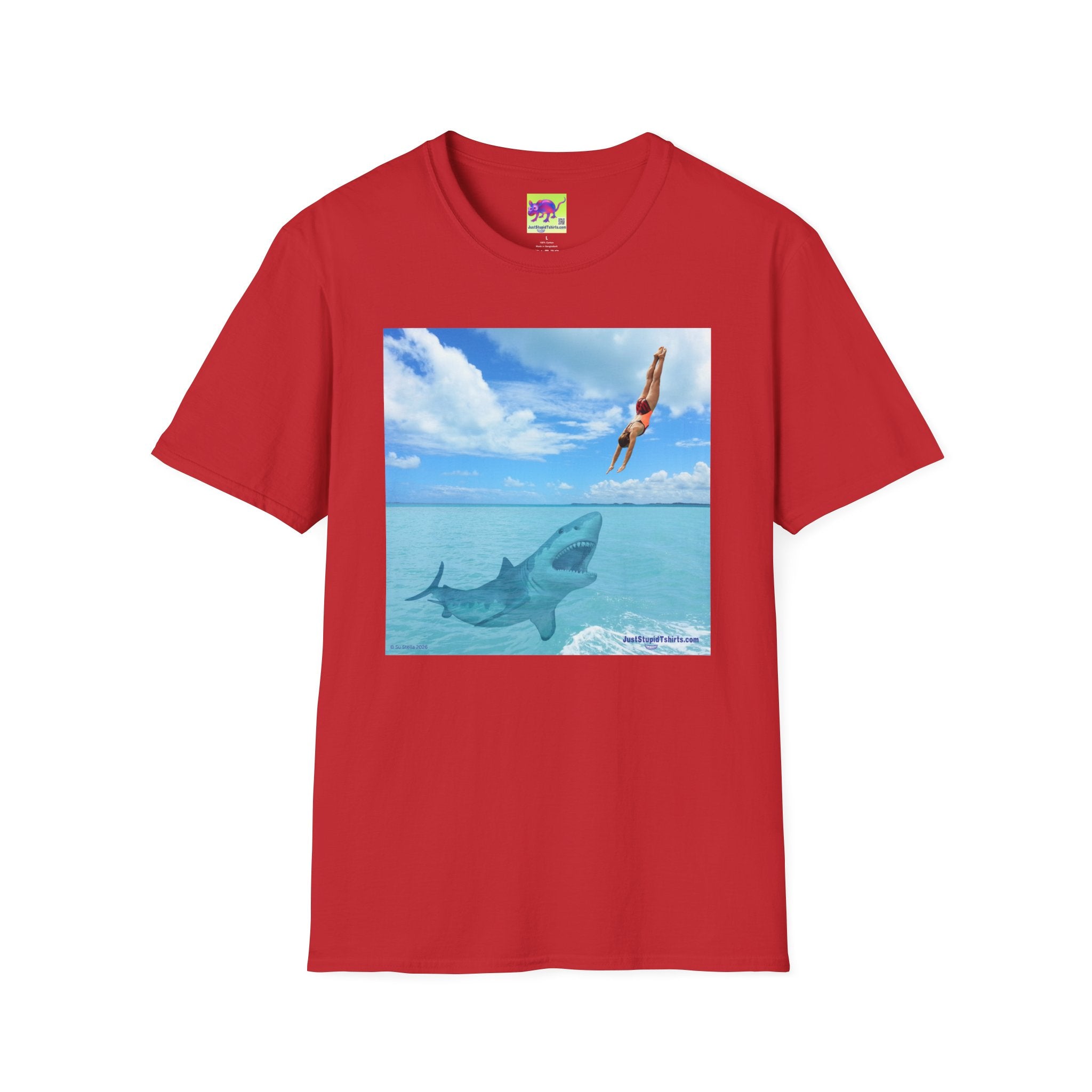 Take a Dive- Diver & Shark Graphic T-Shirt — Ocean Beach Surf Dive Tee
