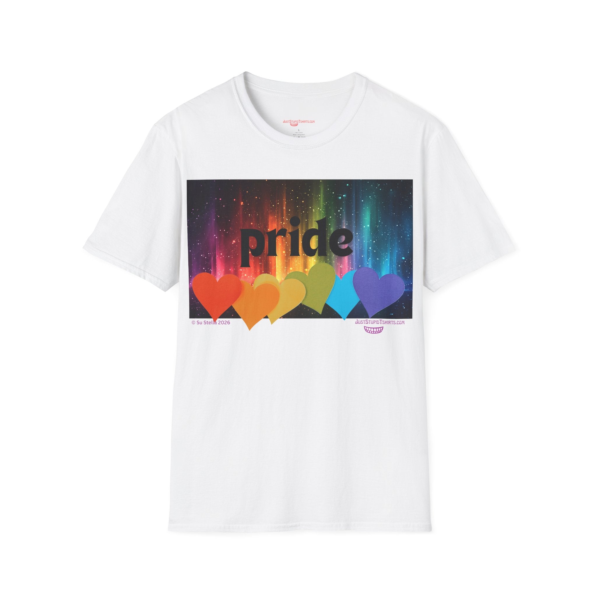 Pride Rainbow Hearts T‑Shirt — Colorful Pride Graphic Tee- LGBTQ shirt, pride month shirt
