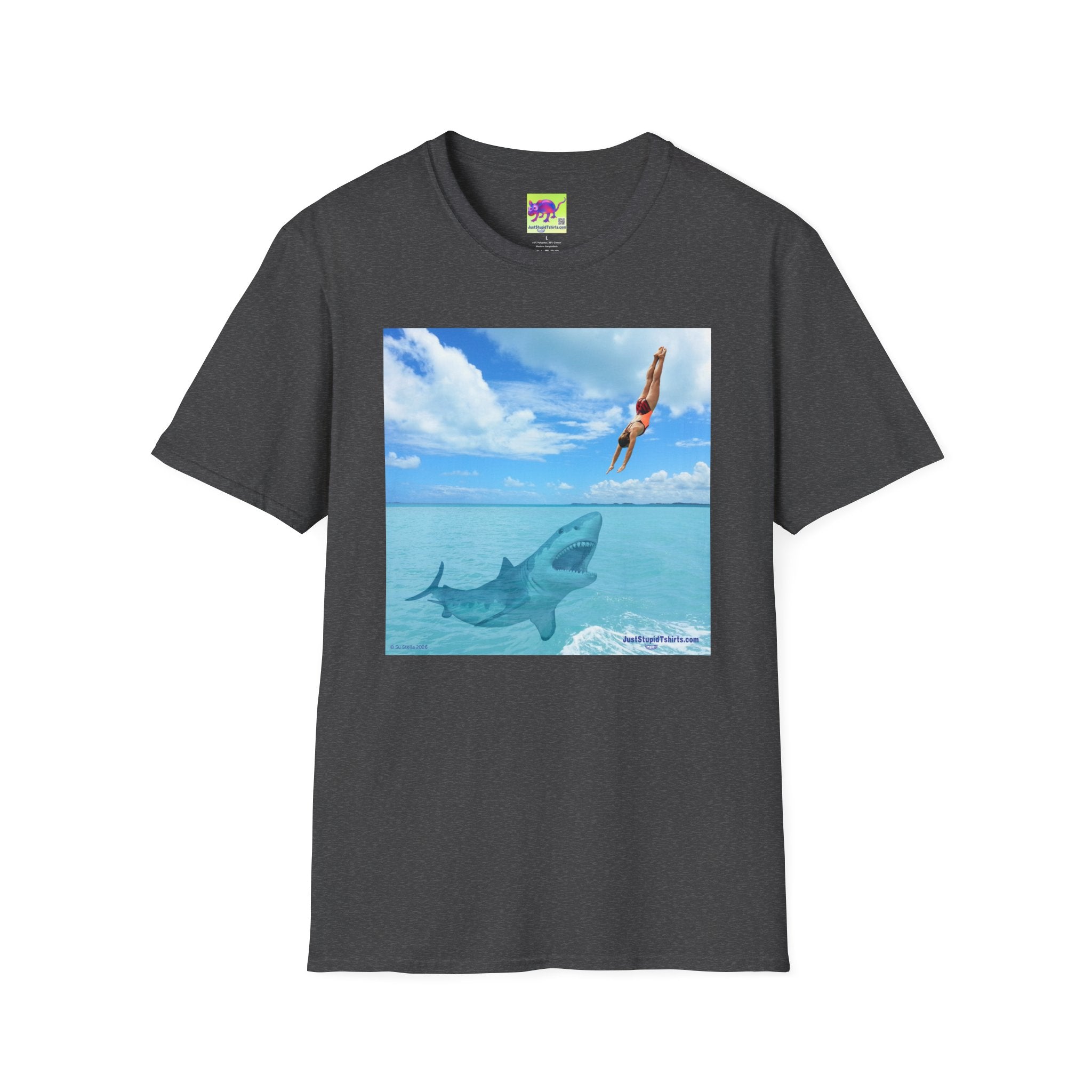Take a Dive- Diver & Shark Graphic T-Shirt — Ocean Beach Surf Dive Tee