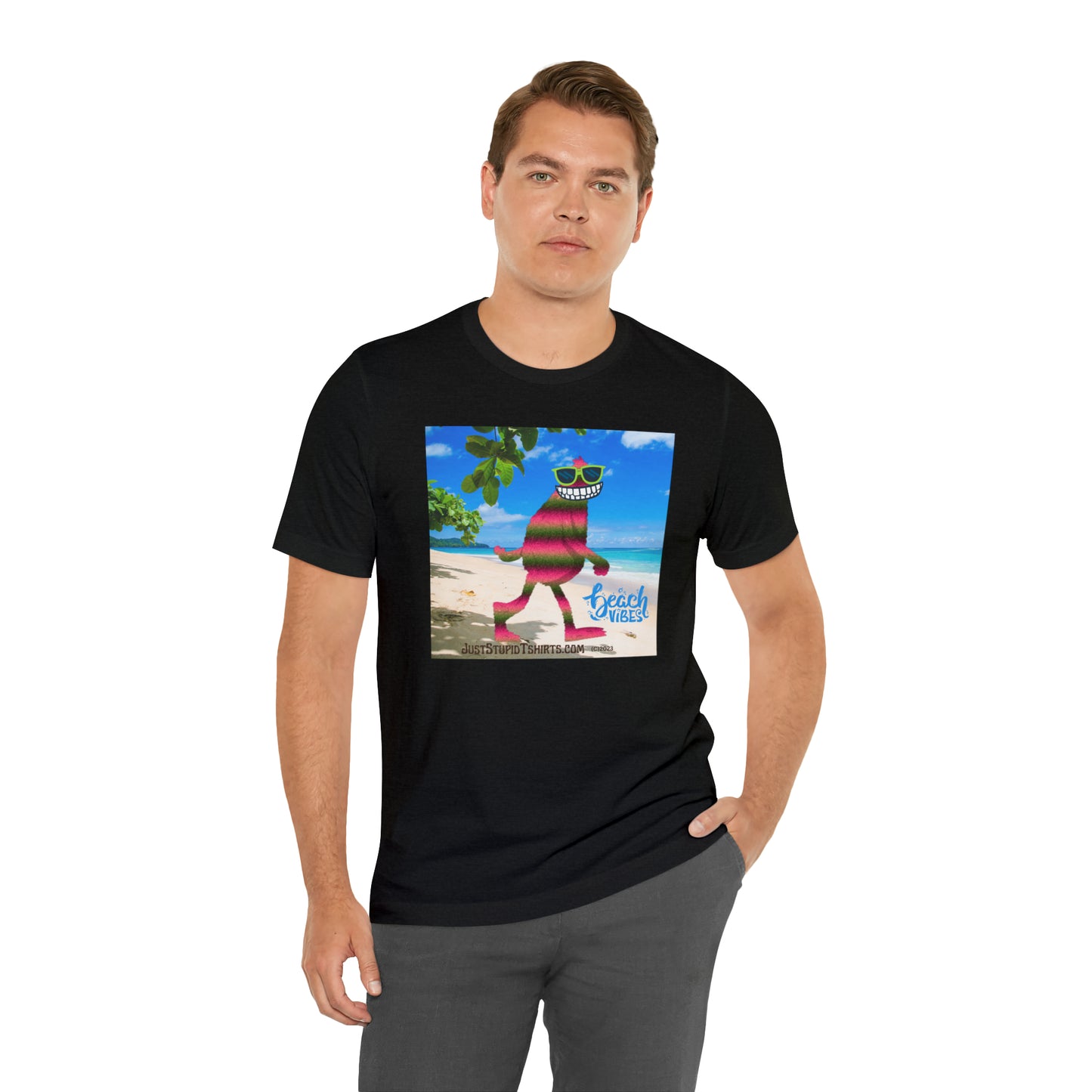 Beach Vibes Squatch Unisex Jersey Short Sleeve Tee- Big Foot Gifts, Yeti Tshirt,