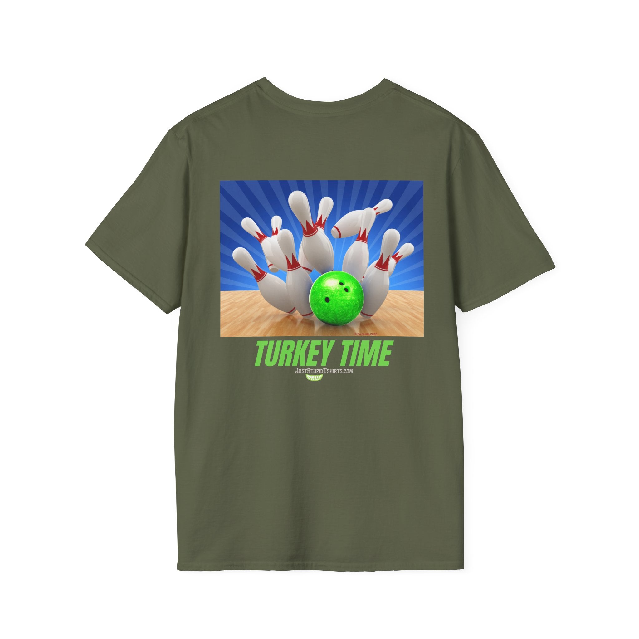 Turkey Time Bowling T-Shirt - 2 sided- Bowling Night- League Shirt- Bowlers  gift