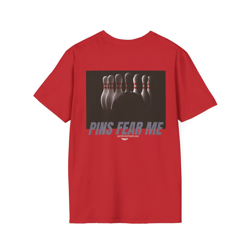 Pins Fear Me T-Shirt — 2 sided Bowling Horror Graphic Tee- League Shirt- Bowlers Gift