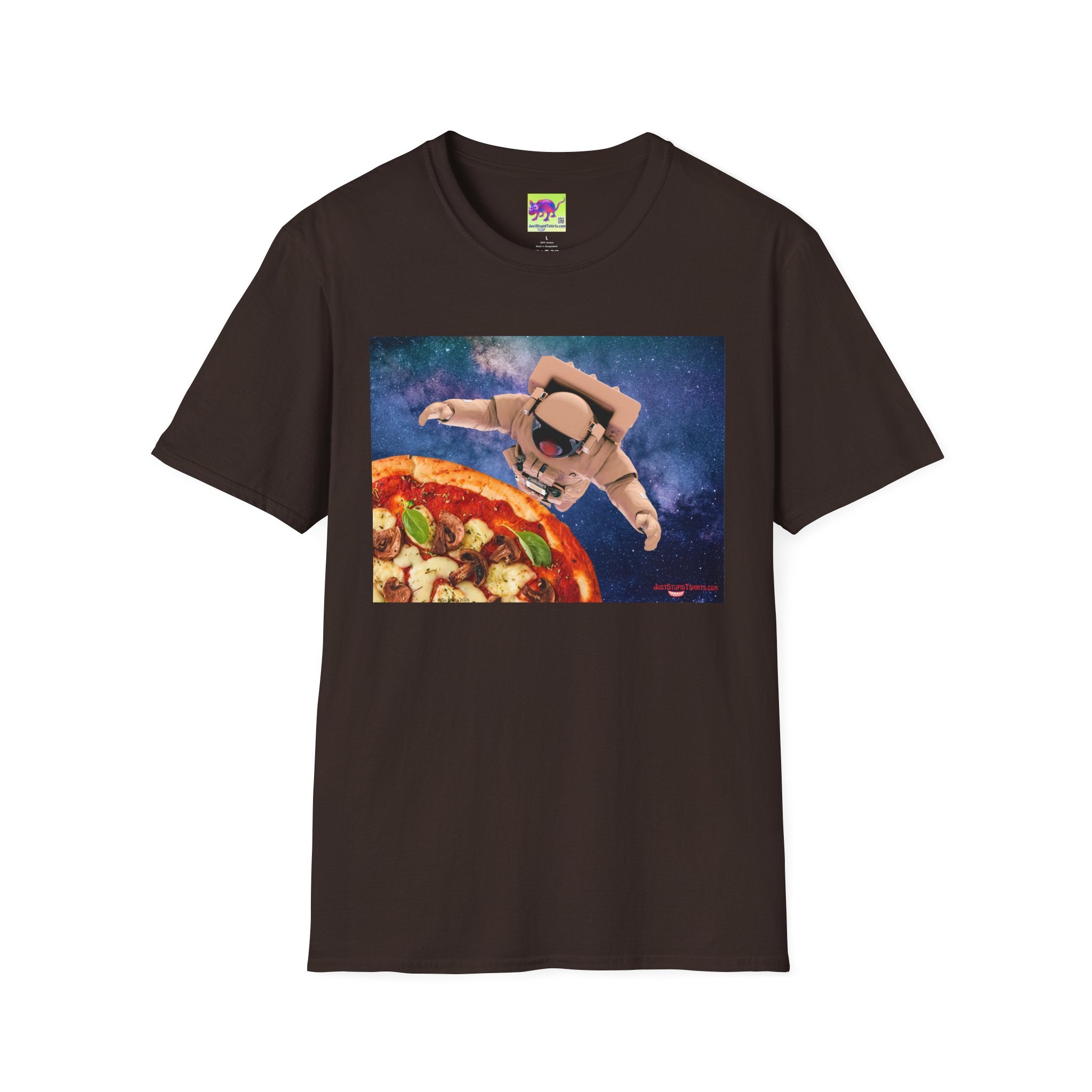 Astronaut Pizza Tee — Space Explorer Eating Pizza Graphic T-Shirt