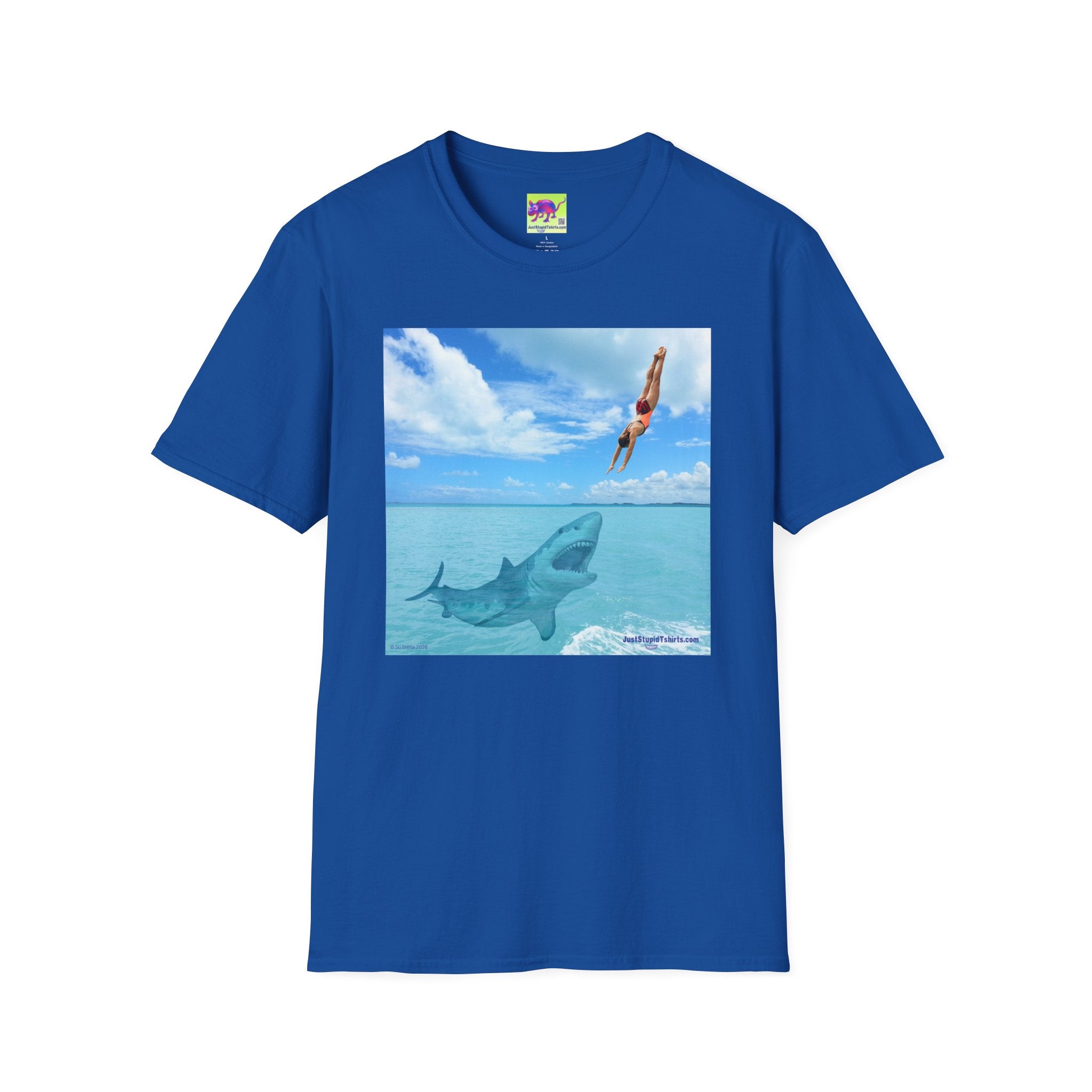 Take a Dive- Diver & Shark Graphic T-Shirt — Ocean Beach Surf Dive Tee