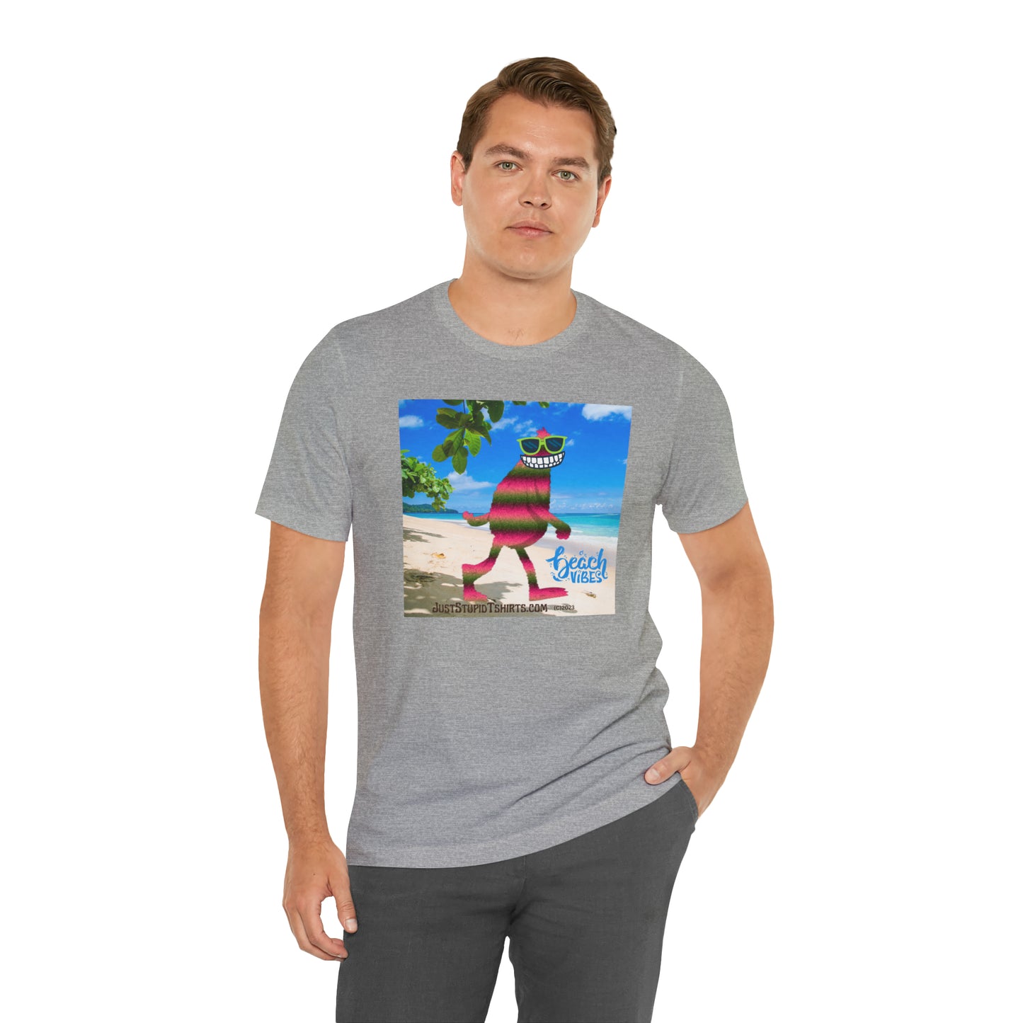 Beach Vibes Squatch Unisex Jersey Short Sleeve Tee- Big Foot Gifts, Yeti Tshirt,