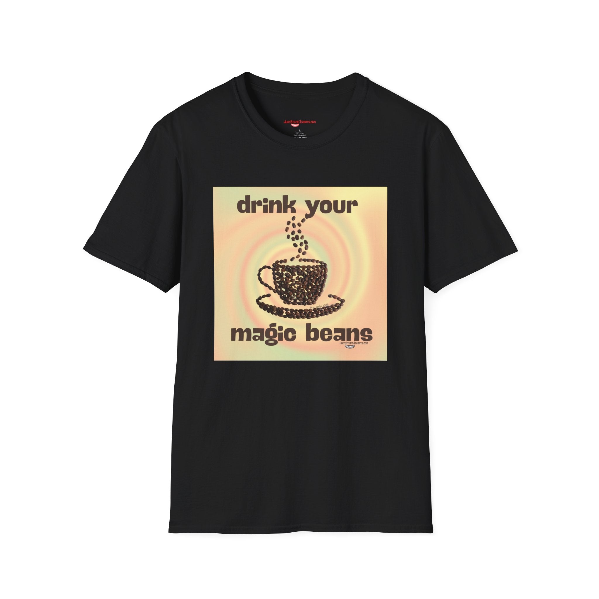 "Drink Your Magic Beans" Retro Coffee Cup T-Shirt —