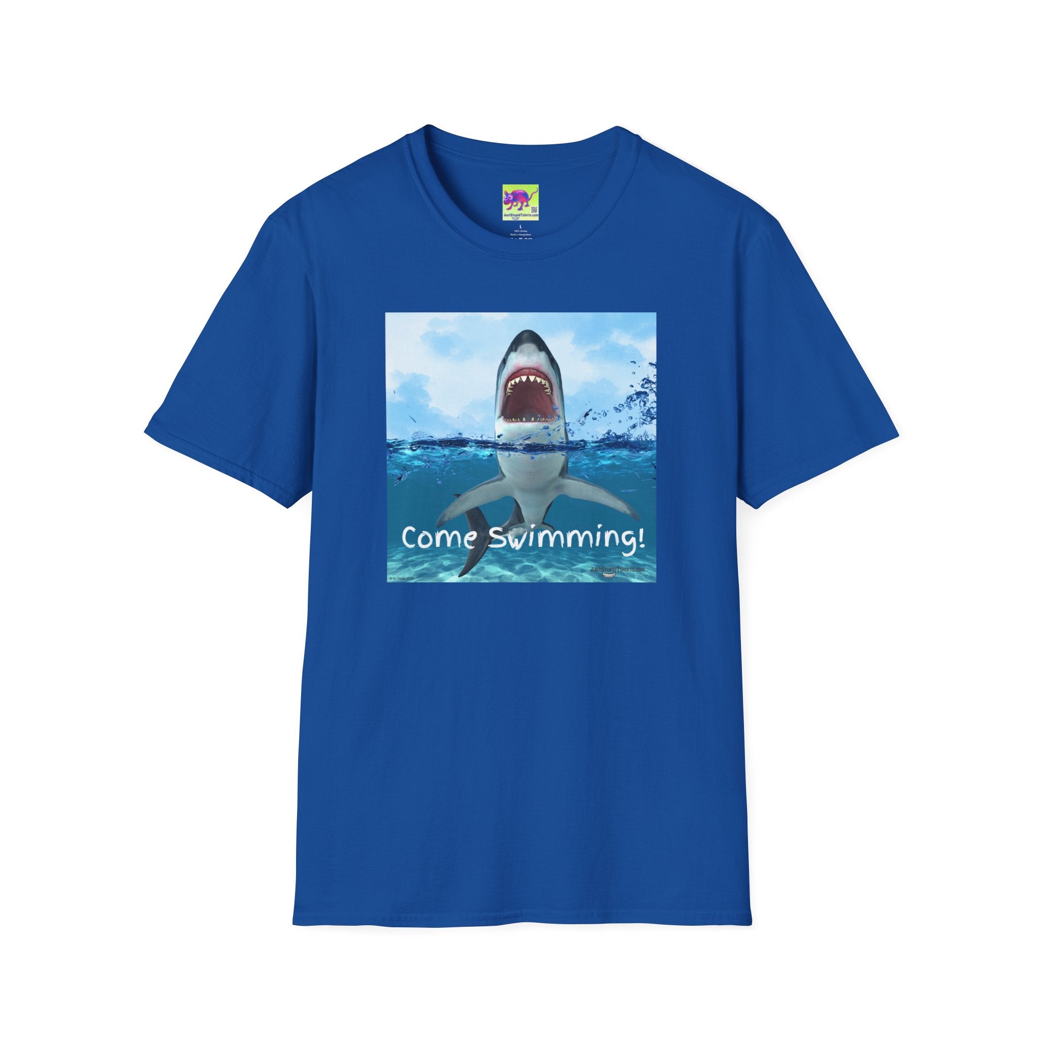 Shark Graphic T-Shirt — 'Come Swimming' Ocean Shark Tee