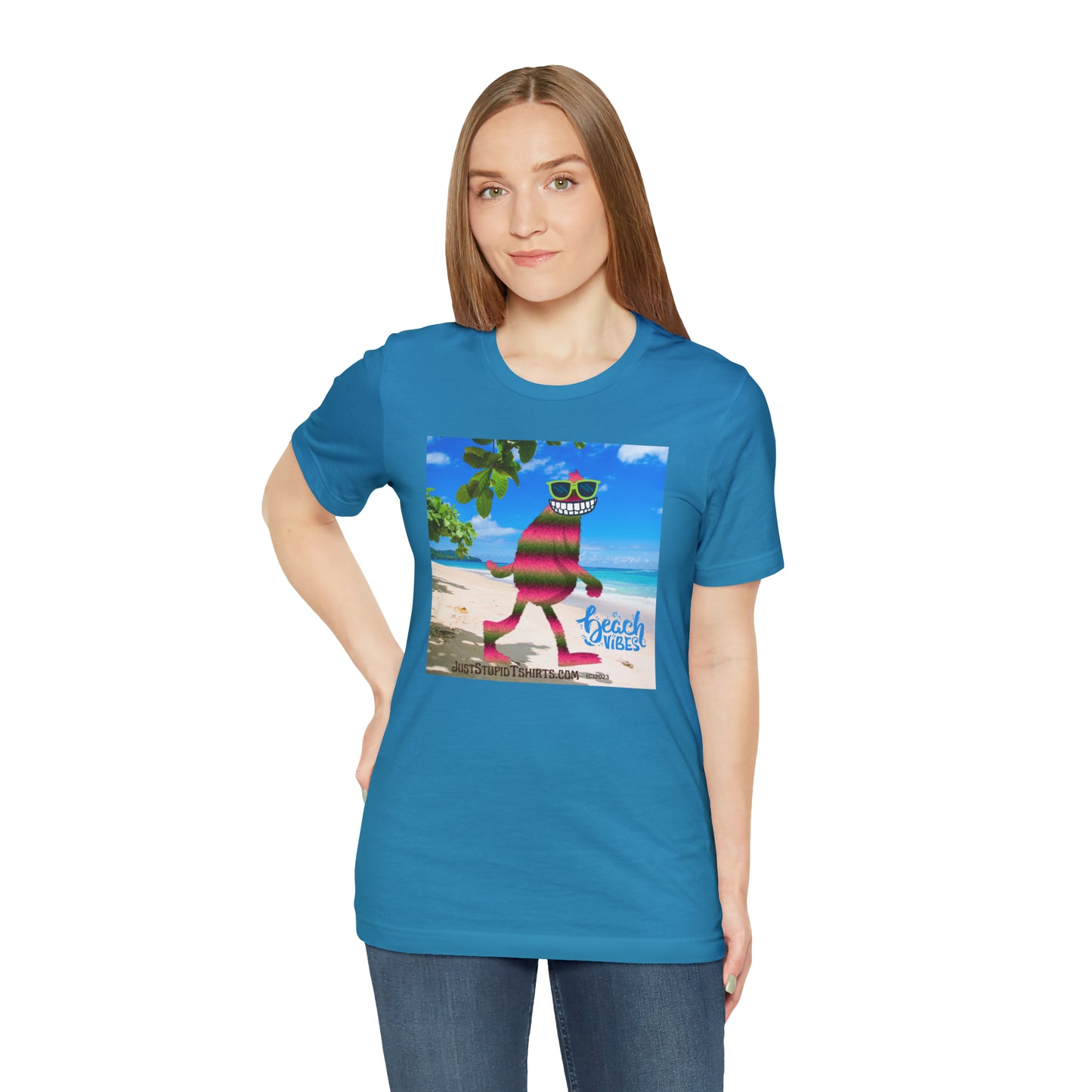 Beach Vibes Squatch Unisex Jersey Short Sleeve Tee- Big Foot Gifts, Yeti Tshirt,