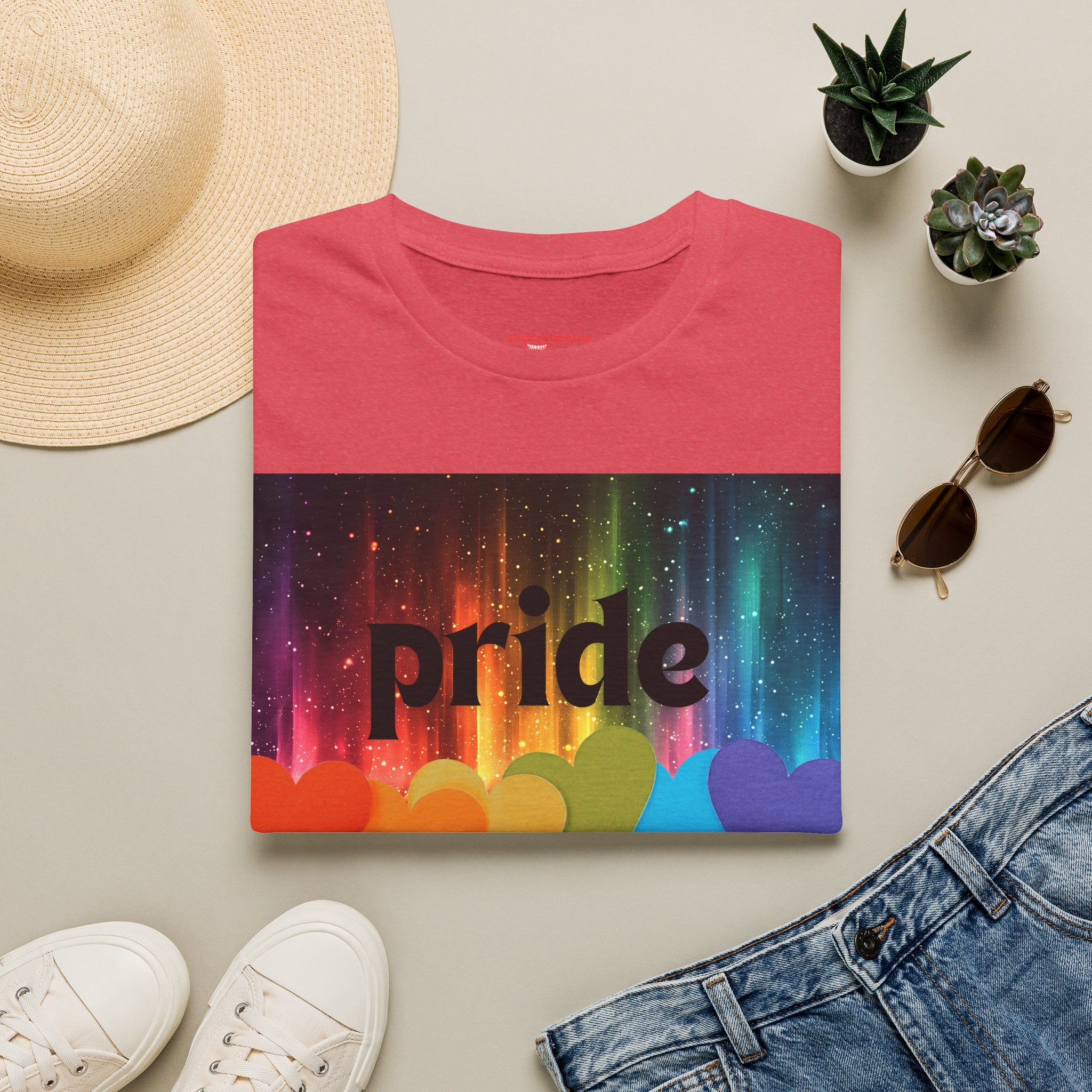 Pride Rainbow Hearts T‑Shirt — Colorful Pride Graphic Tee- LGBTQ shirt, pride month shirt