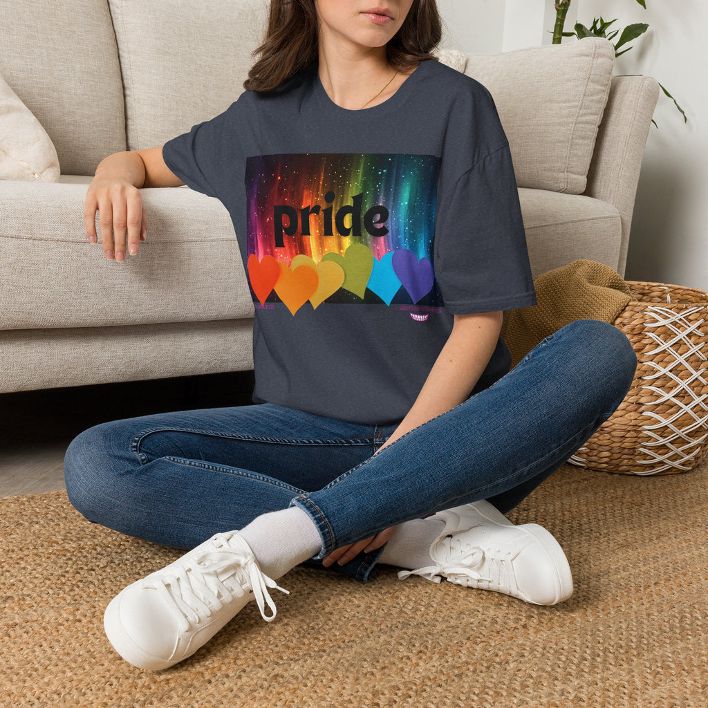 Pride Rainbow Hearts T‑Shirt — Colorful Pride Graphic Tee- LGBTQ shirt, pride month shirt