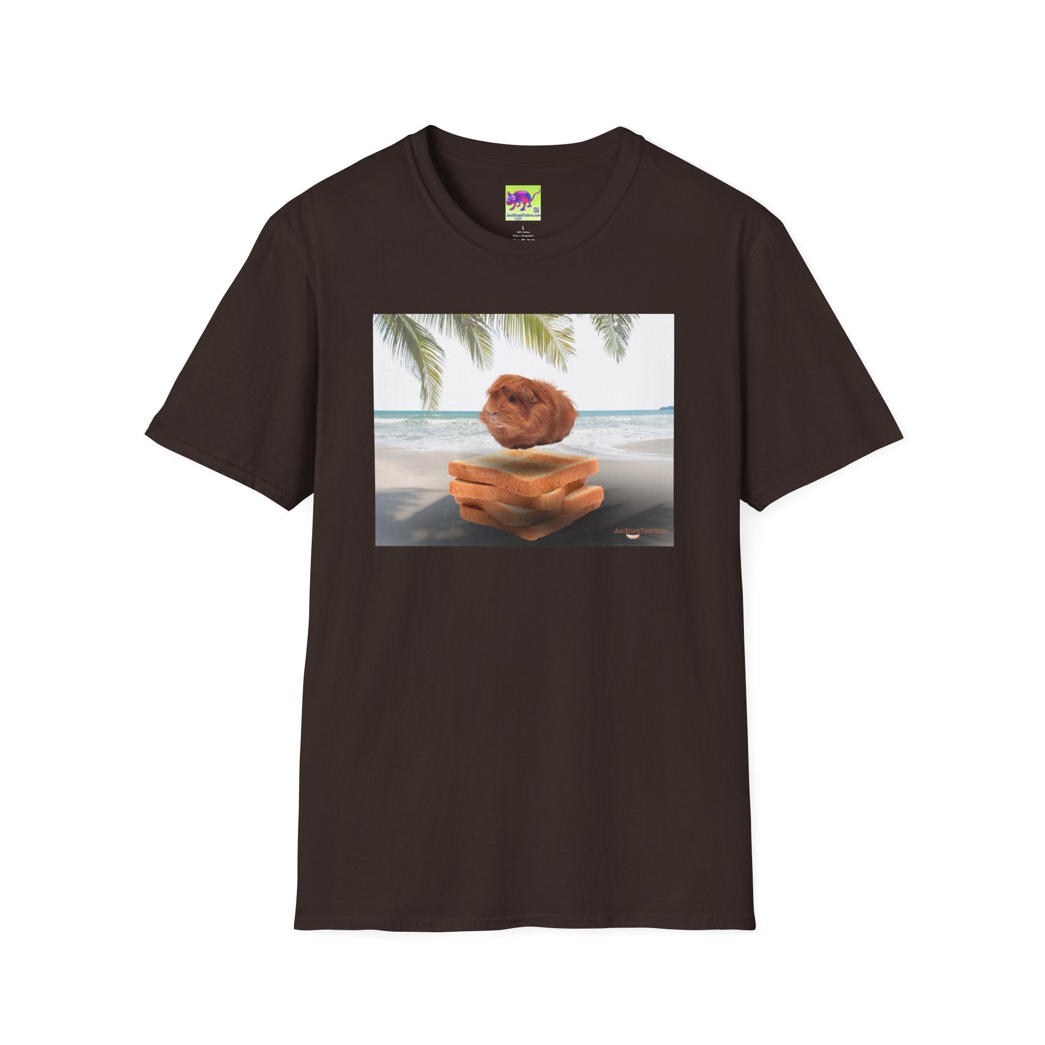 Fluffy on the Beach -Guinea Pig Tee — Cute Guinea Pig on Toast Tropical T-Shirt