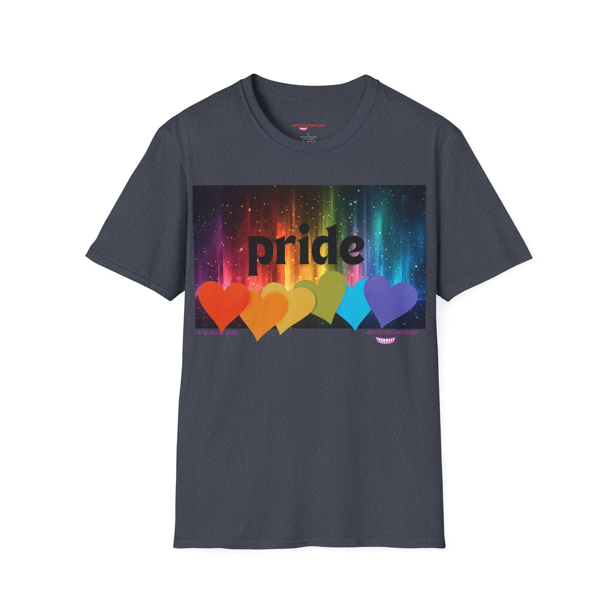 Pride Rainbow Hearts T‑Shirt — Colorful Pride Graphic Tee- LGBTQ shirt, pride month shirt