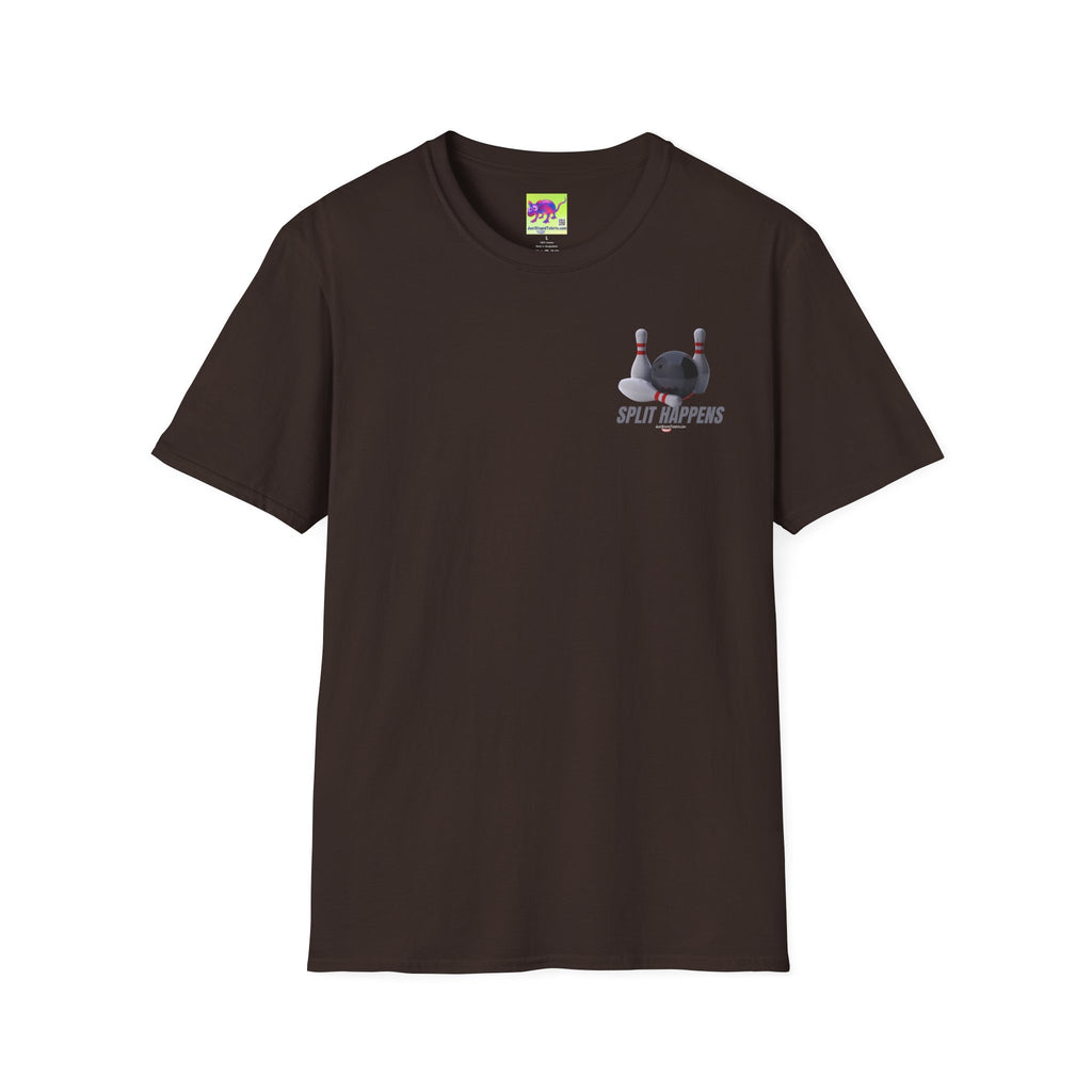 Split Happens Bowling T-Shirt —2 sided - Funny Bowling Shirt- bowling gear