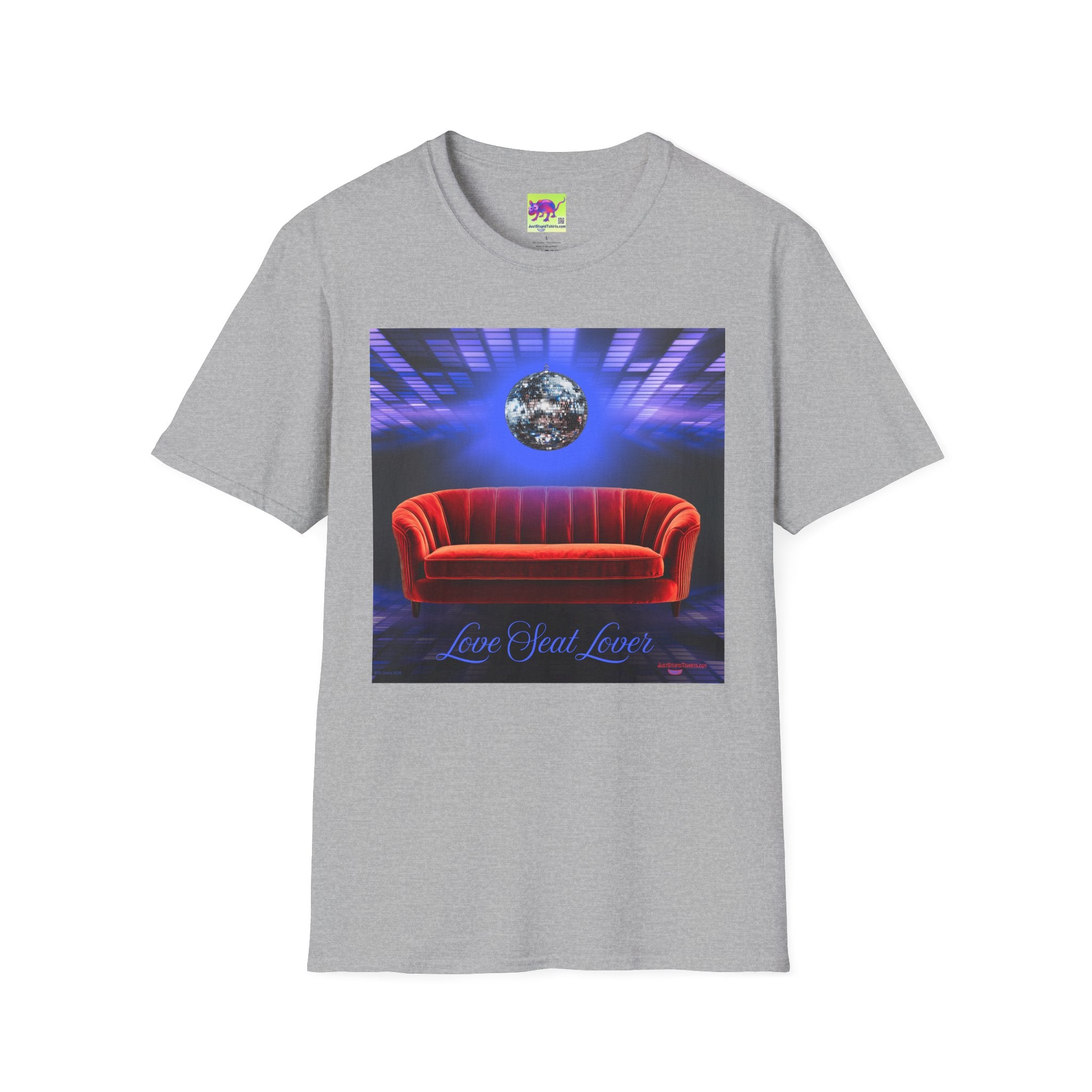 'Love Seat Lover'  ~Retro Disco Sofa T-Shirt — Sexy Red Velvet Love Seat  Graphic Tee- Feel the love