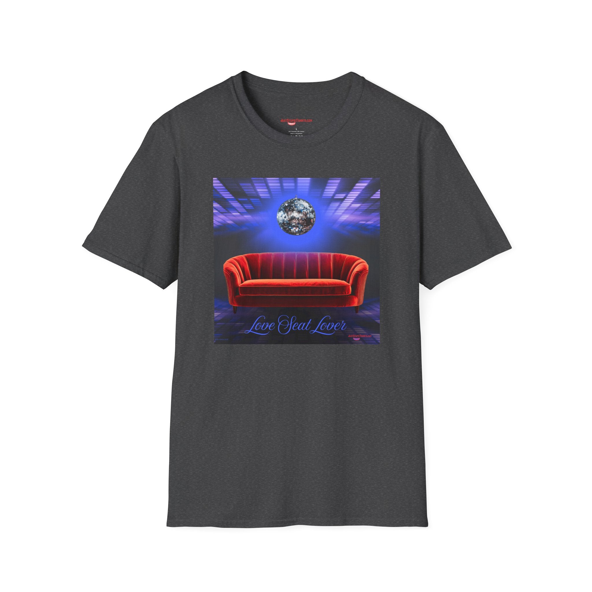 'Love Seat Lover'  ~Retro Disco Sofa T-Shirt — Sexy Red Velvet Love Seat  Graphic Tee- Feel the love
