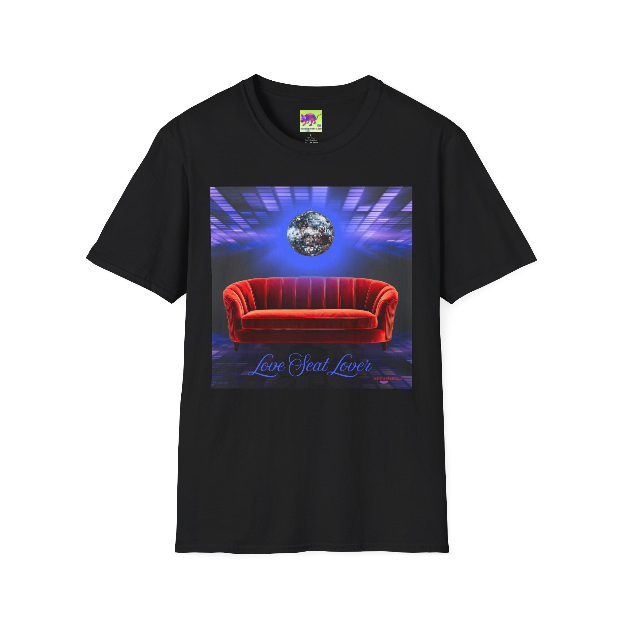 'Love Seat Lover'  ~Retro Disco Sofa T-Shirt — Sexy Red Velvet Love Seat  Graphic Tee- Feel the love