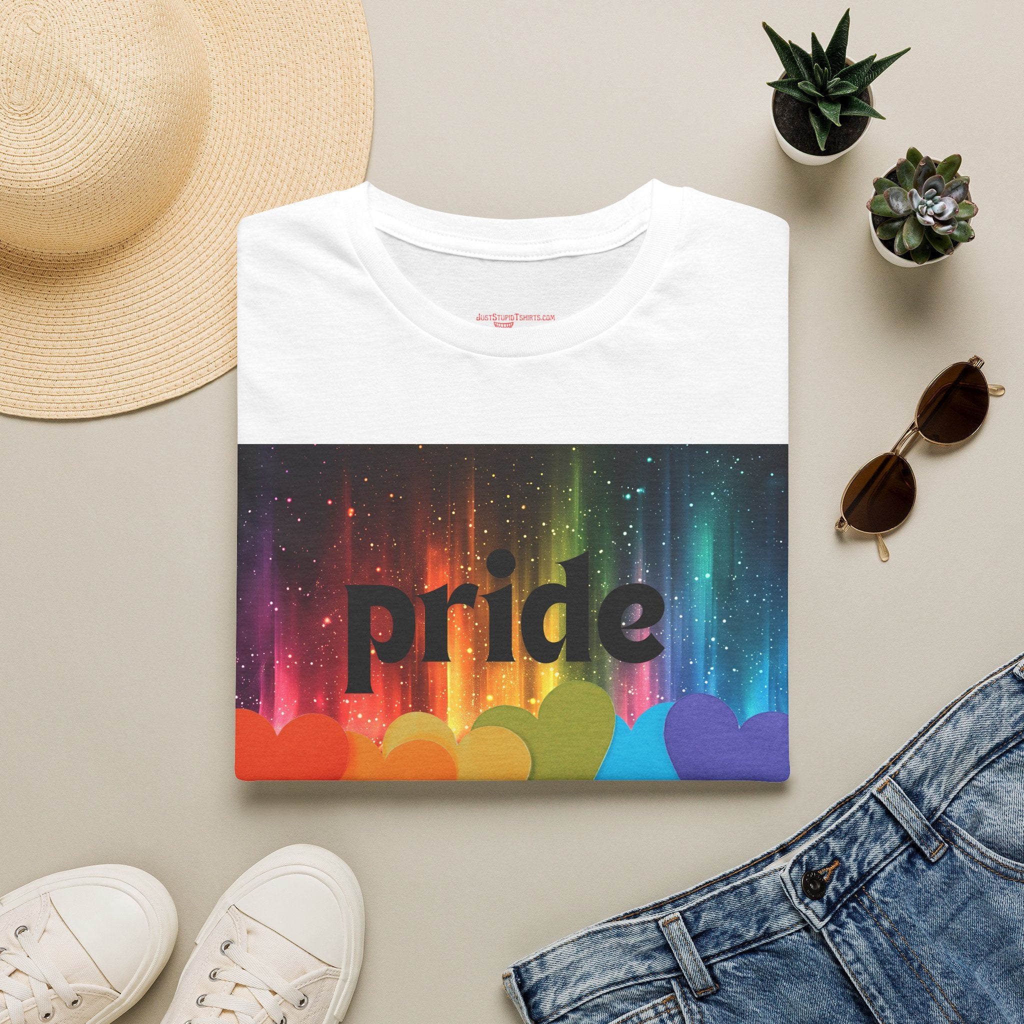 Pride Rainbow Hearts T‑Shirt — Colorful Pride Graphic Tee- LGBTQ shirt, pride month shirt