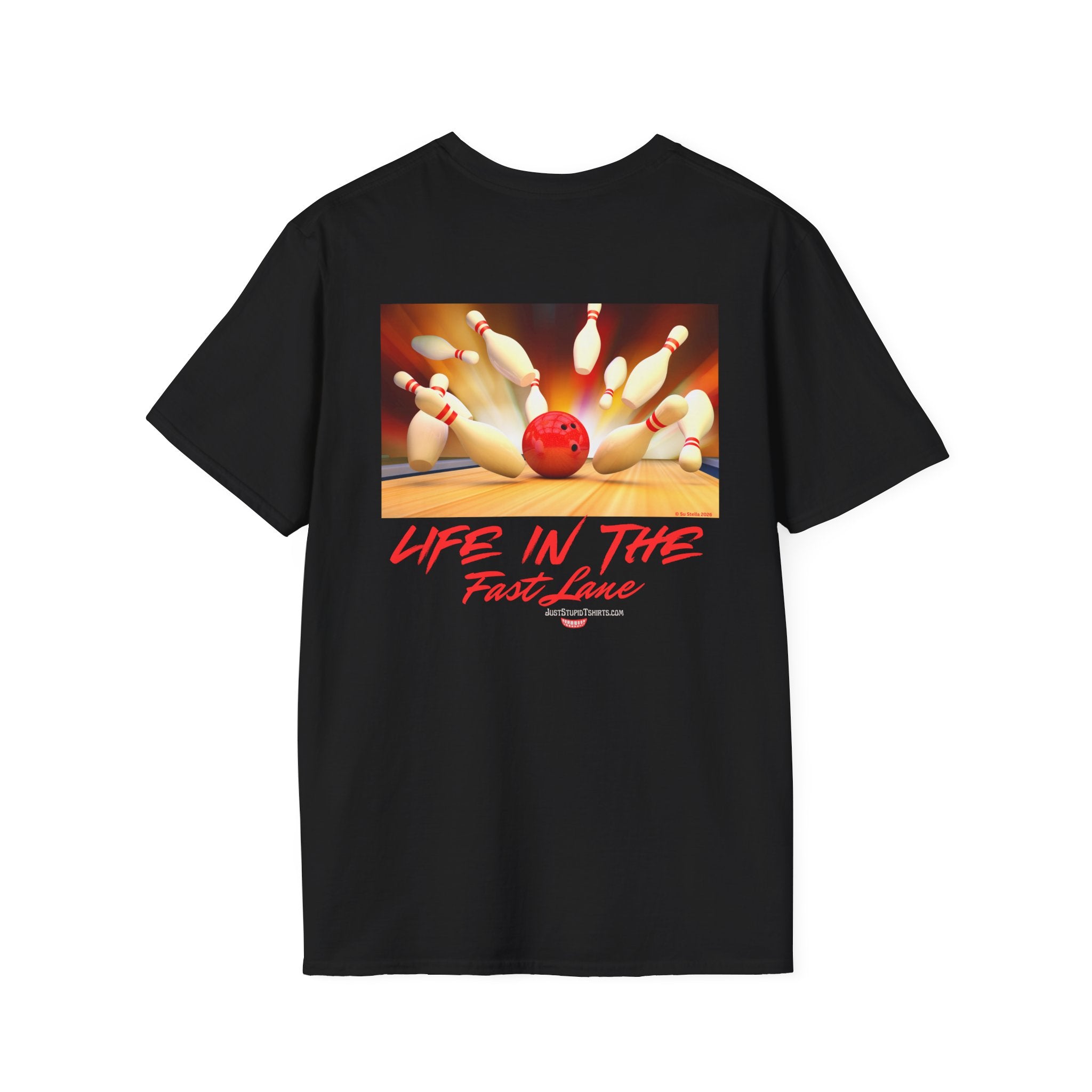 'Life in the Fast Lane' Bowling Graphic Tee- 2 sided Bowling Shirt- League Night shirt