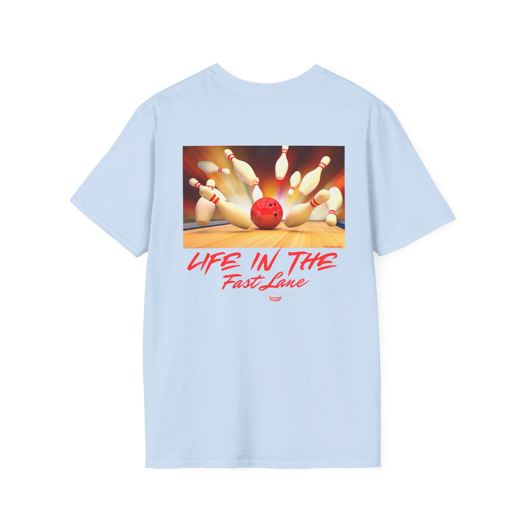 'Life in the Fast Lane' Bowling Graphic Tee- 2 sided Bowling Shirt- League Night shirt
