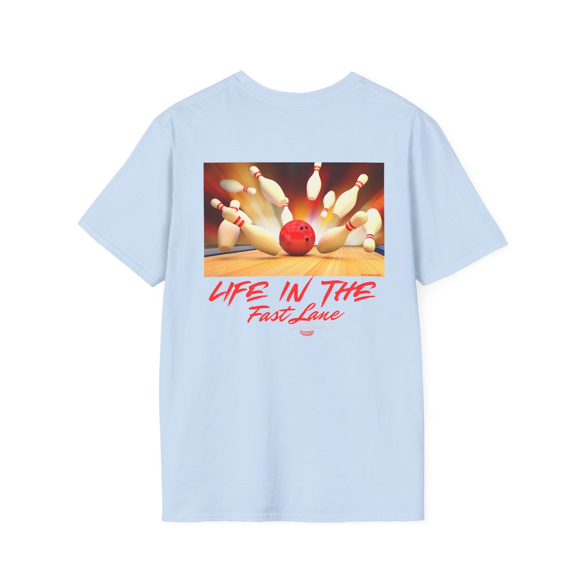 'Life in the Fast Lane' Bowling Graphic Tee- 2 sided Bowling Shirt- League Night shirt