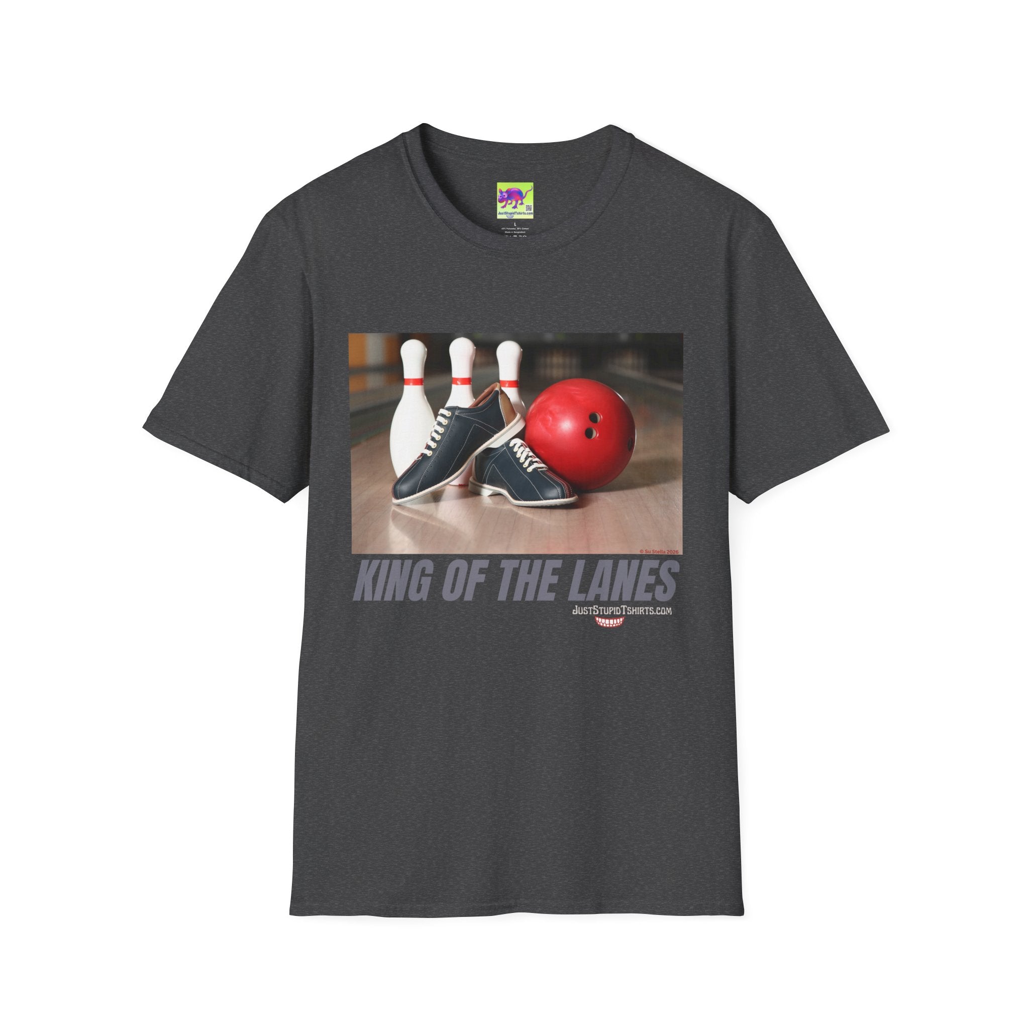 King of the Lanes-  Retro Bowling Ball & Pins Tee- Bowling T-Shirt - League Night Bowlers Shirt