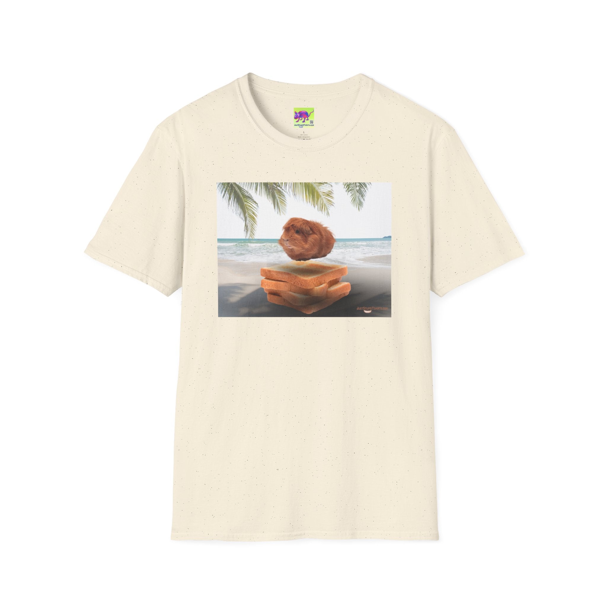 Fluffy on the Beach -Guinea Pig Tee — Cute Guinea Pig on Toast Tropical T-Shirt