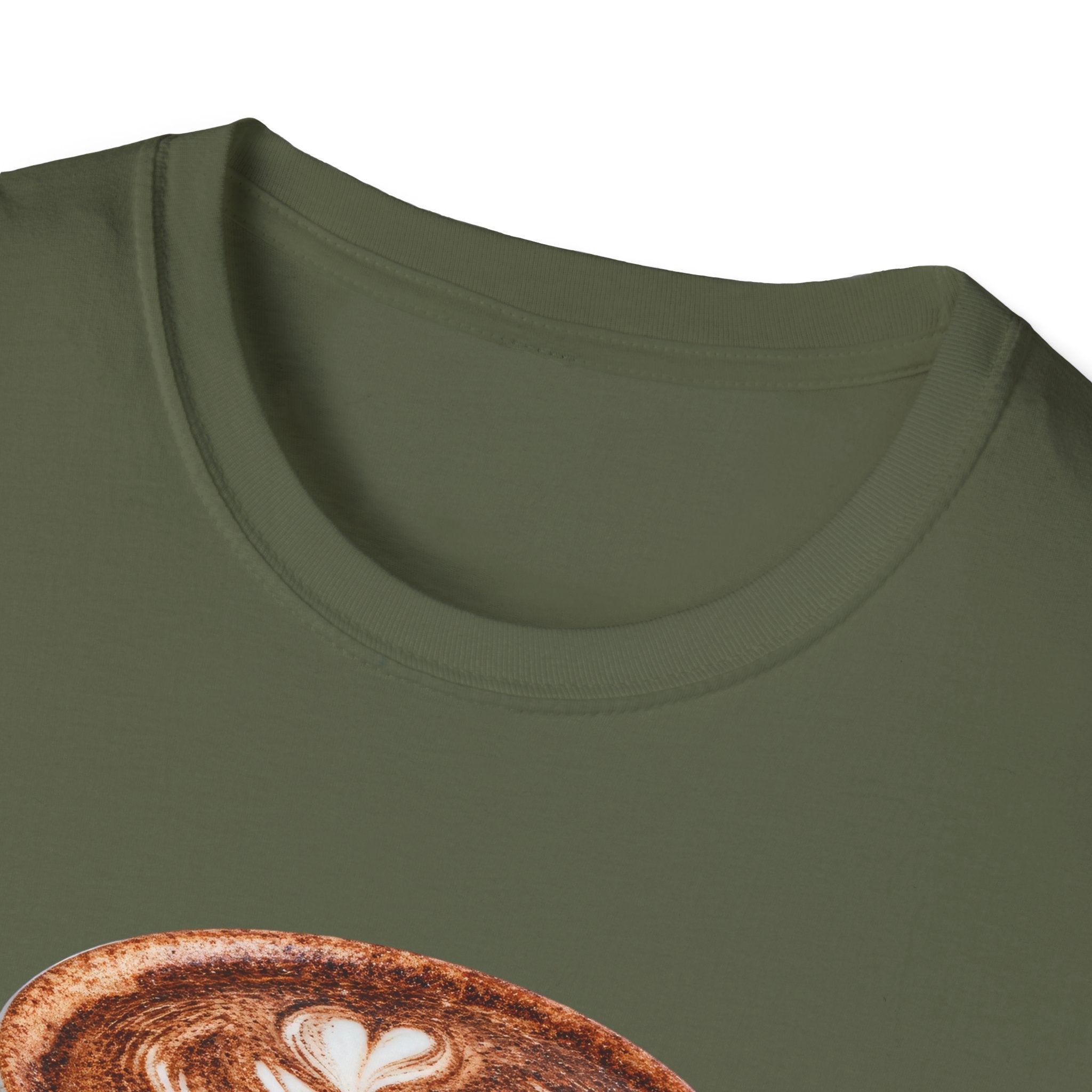 'Serve With a Juicy Piece of Gossip' Coffee Cup T‑Shirt — Funny Coffee Lover Tee