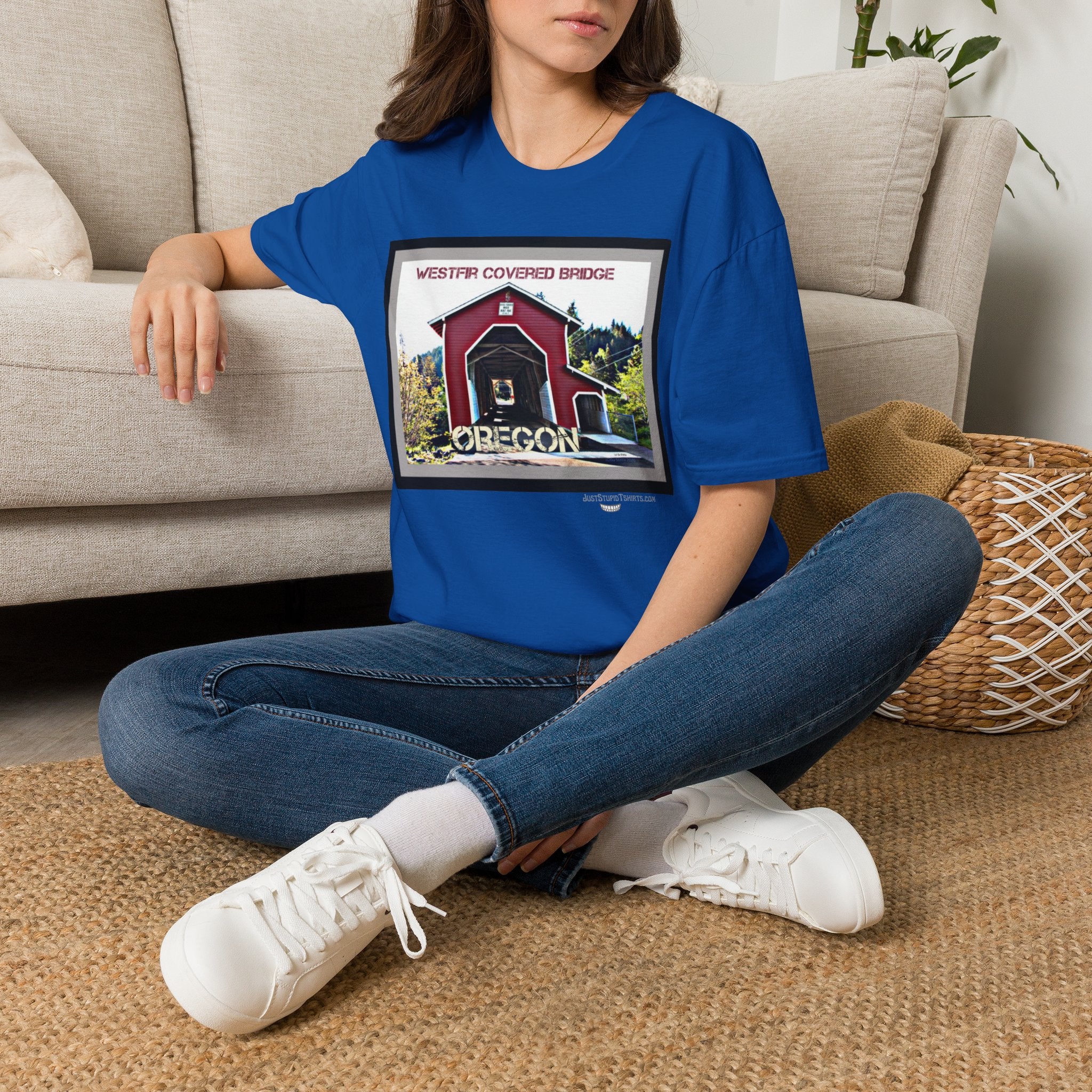 Westfir Covered Bridge Oregon T‑Shirt — Scenic Vintage Bridge Graphic Tee- Office Covered Bridge- Westfir, Oregon