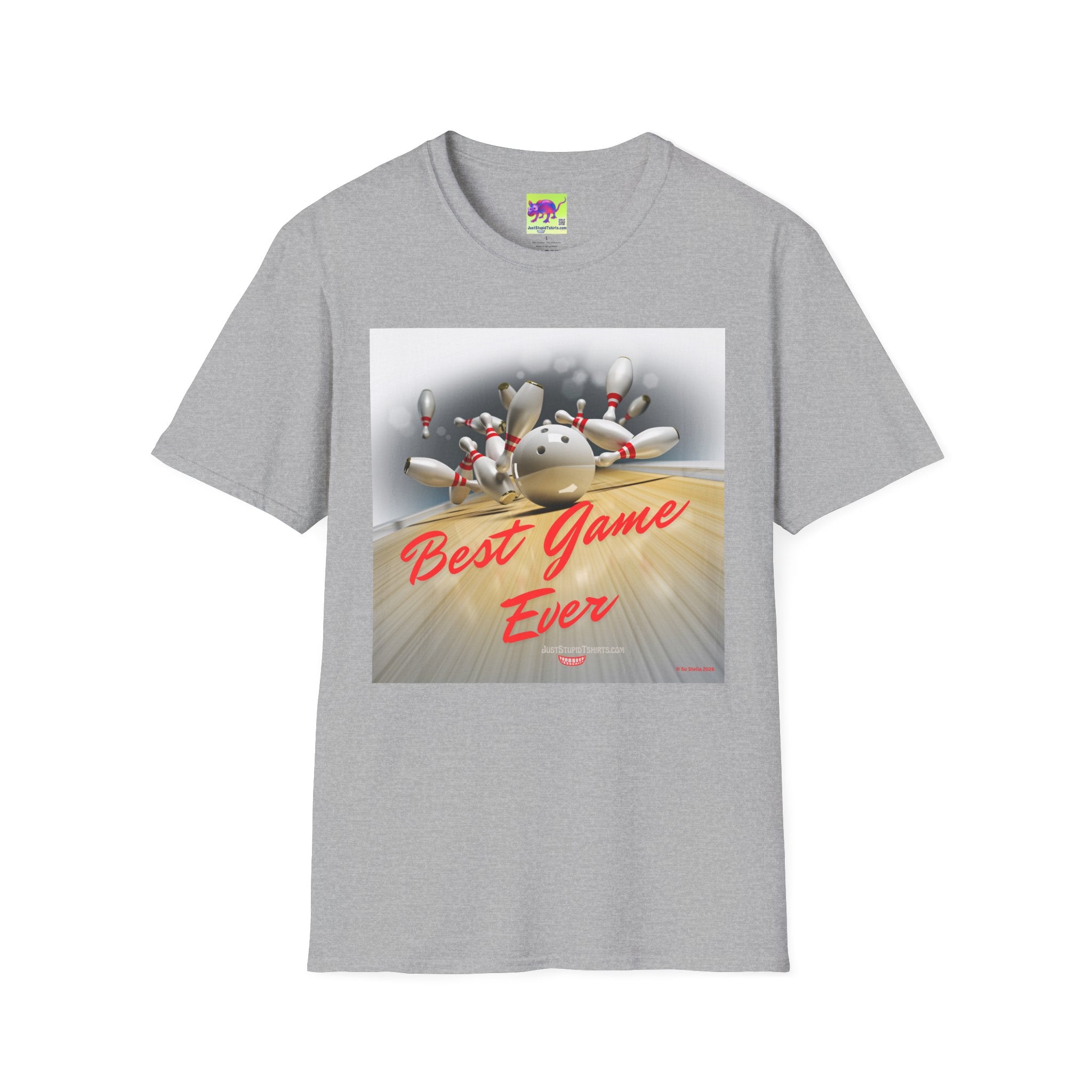 Bowling T-Shirt —"Best Game Ever" Retro Pinfall Graphic Tee- Front side