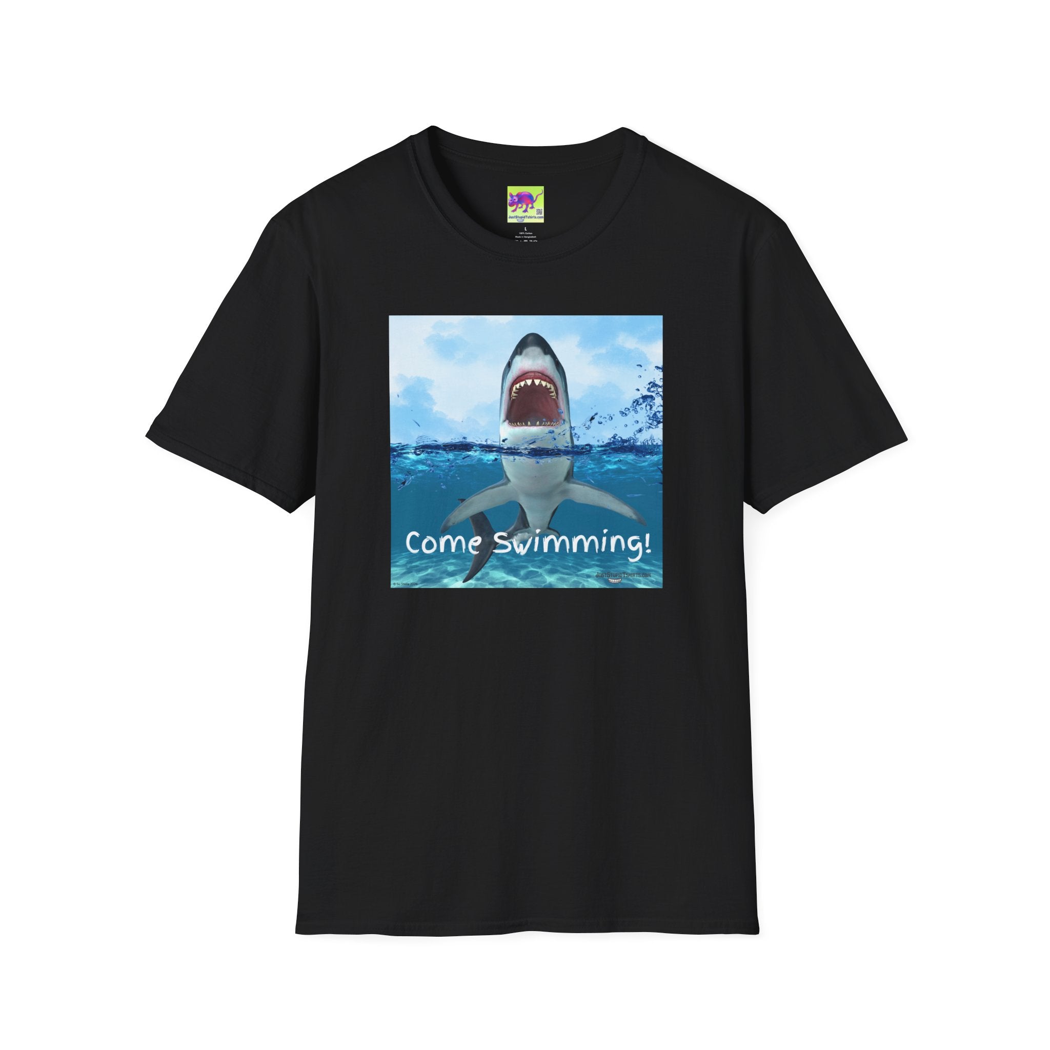 Shark Graphic T-Shirt — 'Come Swimming' Ocean Shark Tee