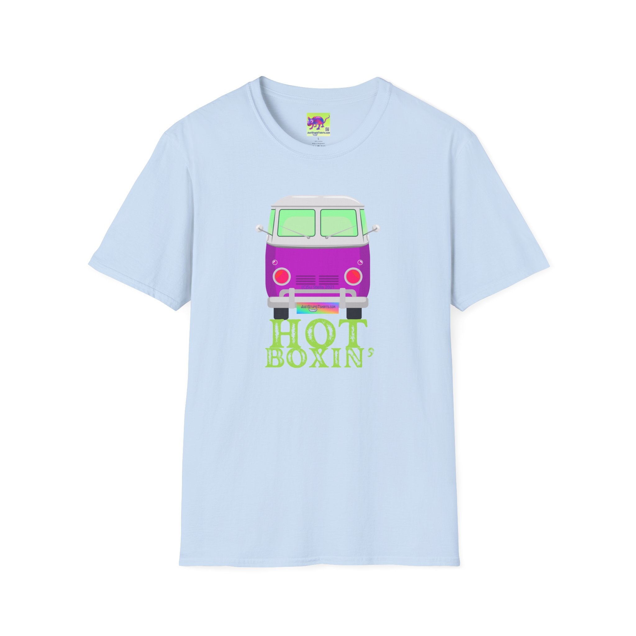 'Hot Boxin' Vintage VW Bus T‑Shirt — Purple Camper Van “Hot Boxin” Retro Graphic Tee