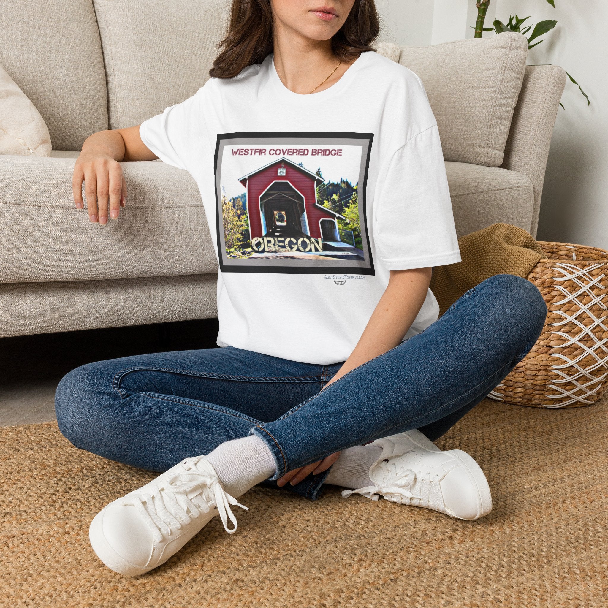 Westfir Covered Bridge Oregon T‑Shirt — Scenic Vintage Bridge Graphic Tee- Office Covered Bridge- Westfir, Oregon