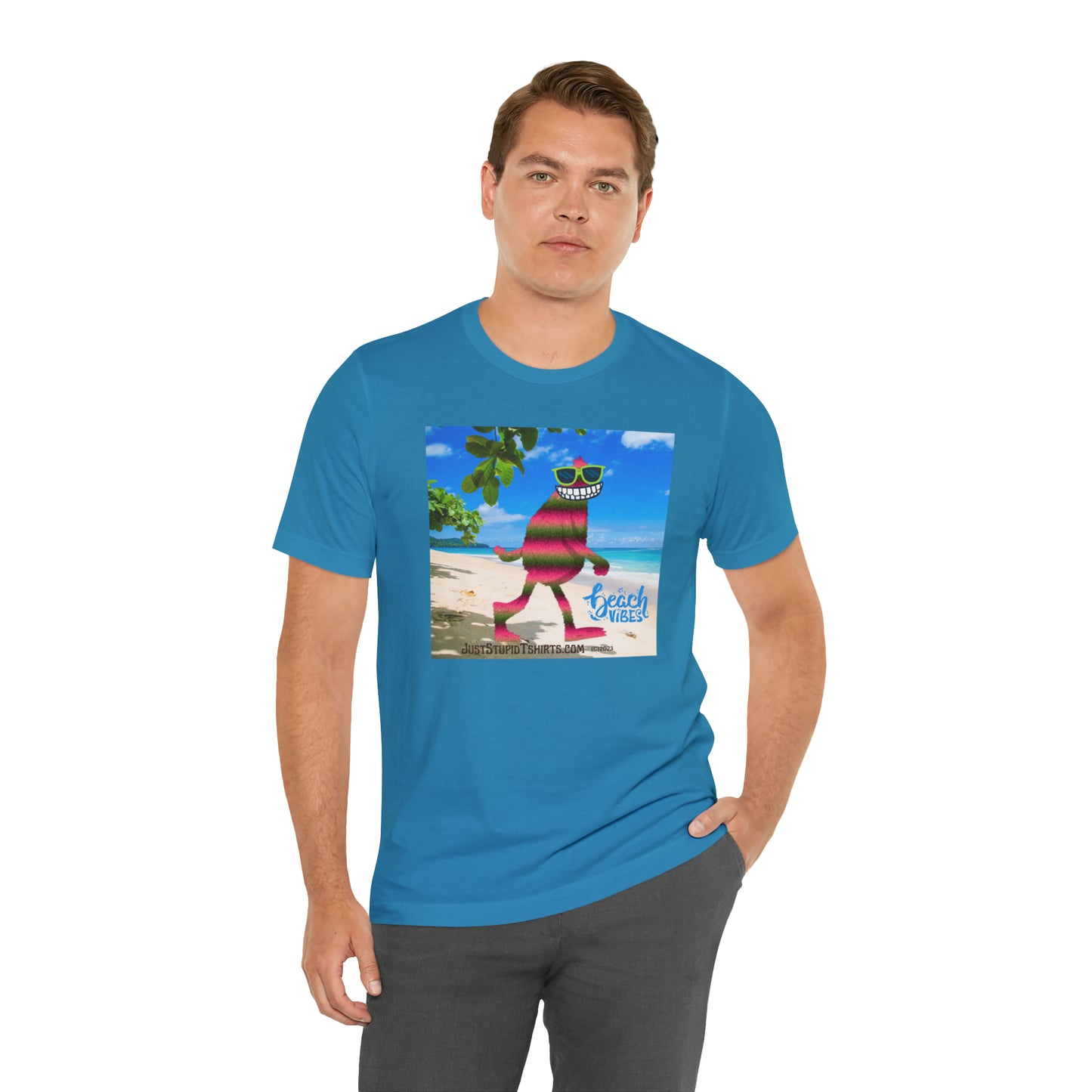 Beach Vibes Squatch Unisex Jersey Short Sleeve Tee- Big Foot Gifts, Yeti Tshirt,