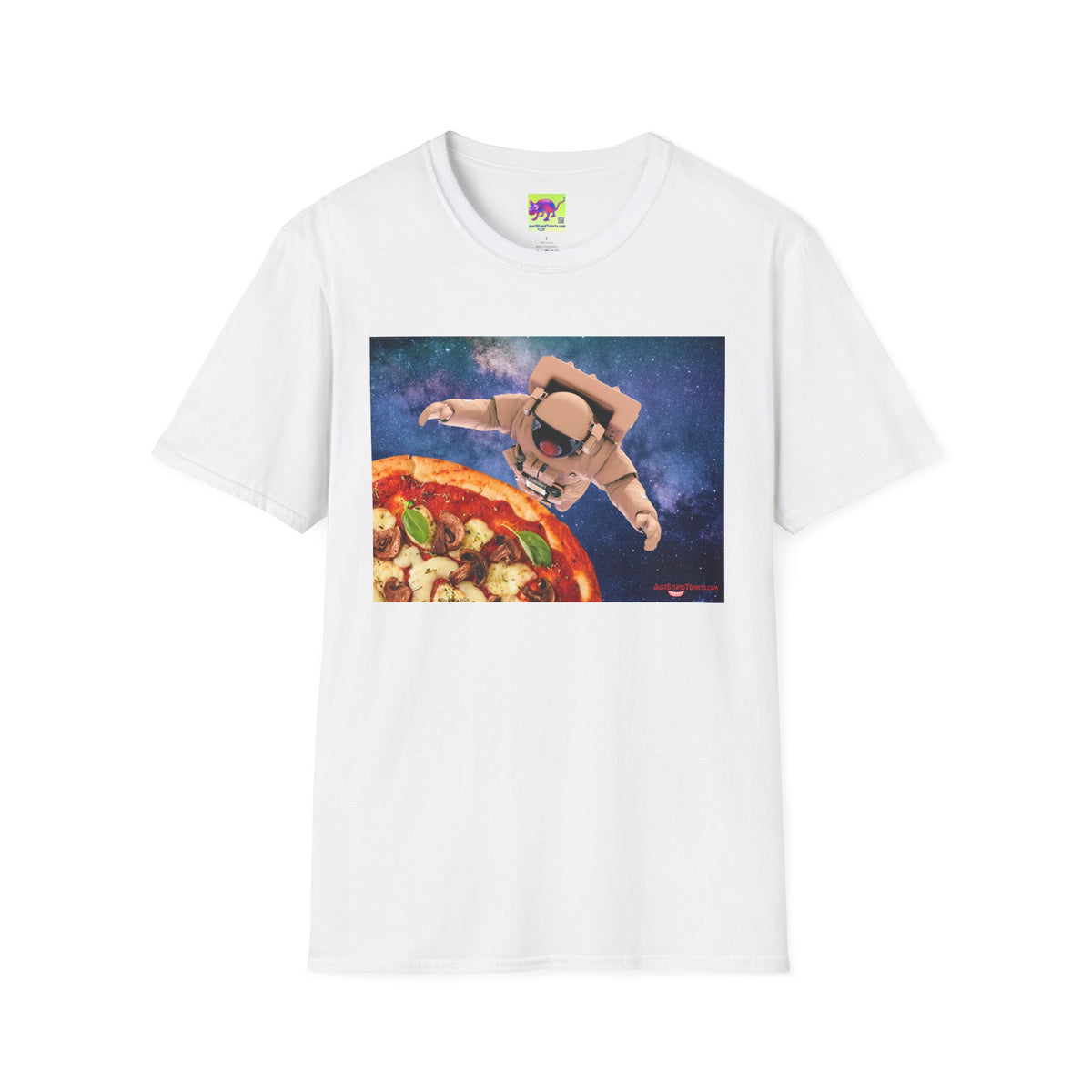 Astronaut Pizza Tee — Space Explorer Eating Pizza Graphic T-Shirt