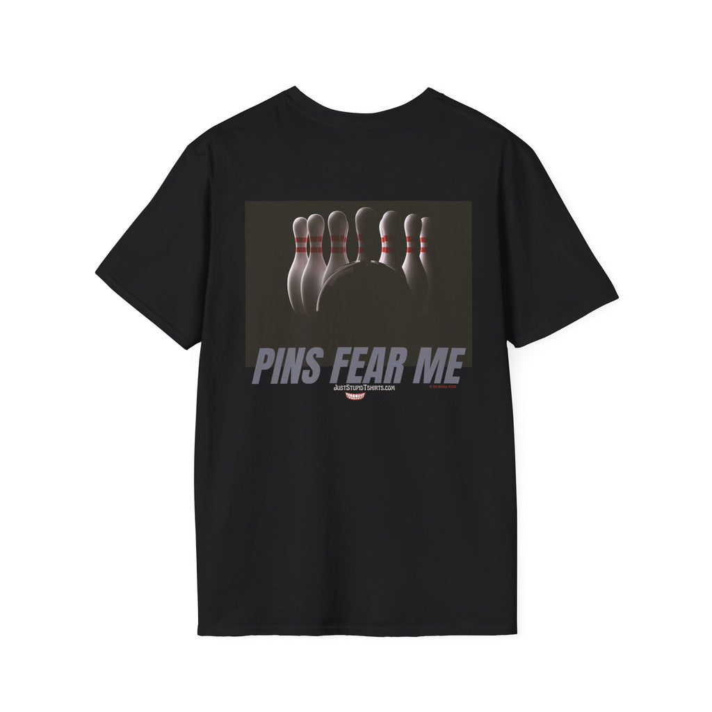 Pins Fear Me T-Shirt — 2 sided Bowling Horror Graphic Tee- League Shirt- Bowlers Gift