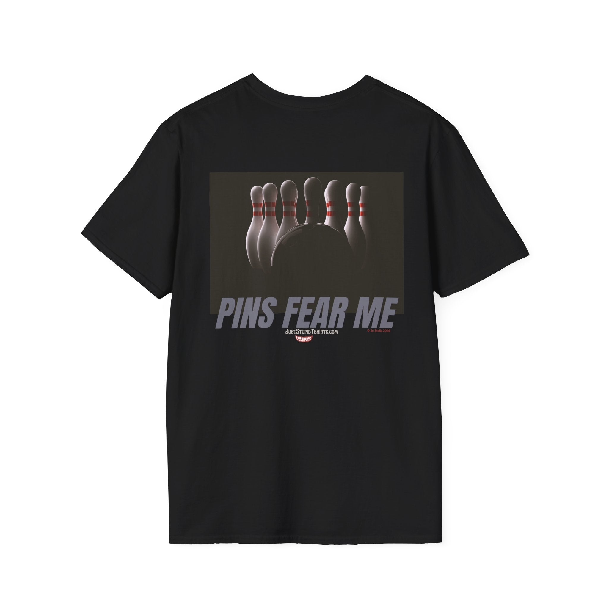 Pins Fear Me T-Shirt — 2 sided Bowling Horror Graphic Tee- League Shirt- Bowlers Gift