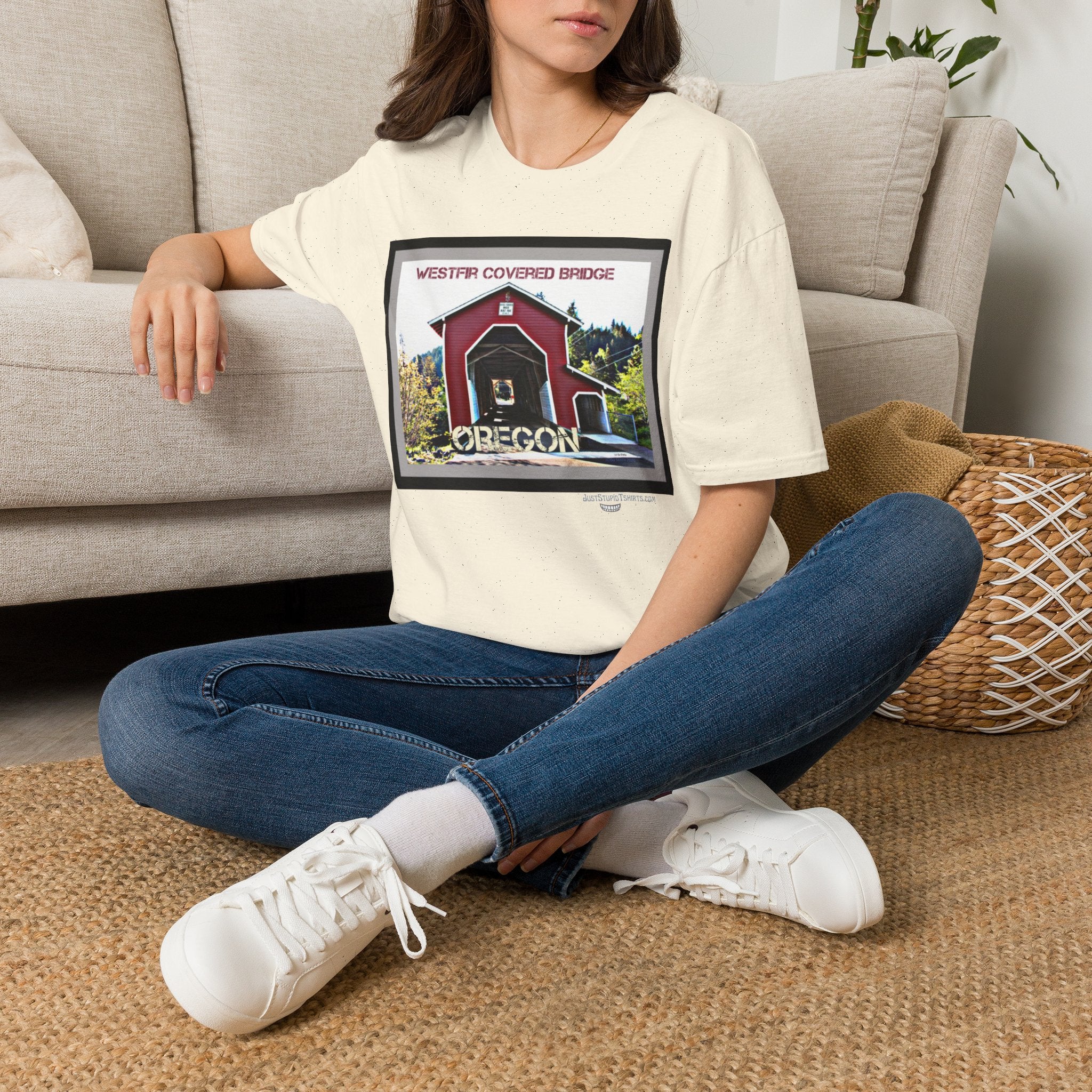 Westfir Covered Bridge Oregon T‑Shirt — Scenic Vintage Bridge Graphic Tee- Office Covered Bridge- Westfir, Oregon