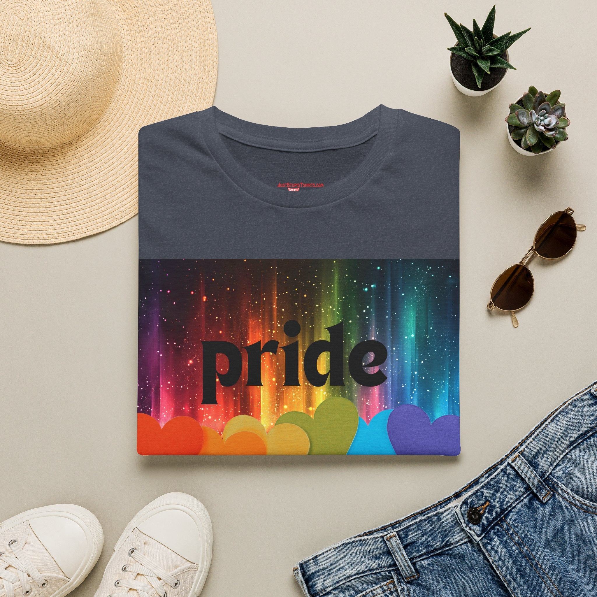 Pride Rainbow Hearts T‑Shirt — Colorful Pride Graphic Tee- LGBTQ shirt, pride month shirt