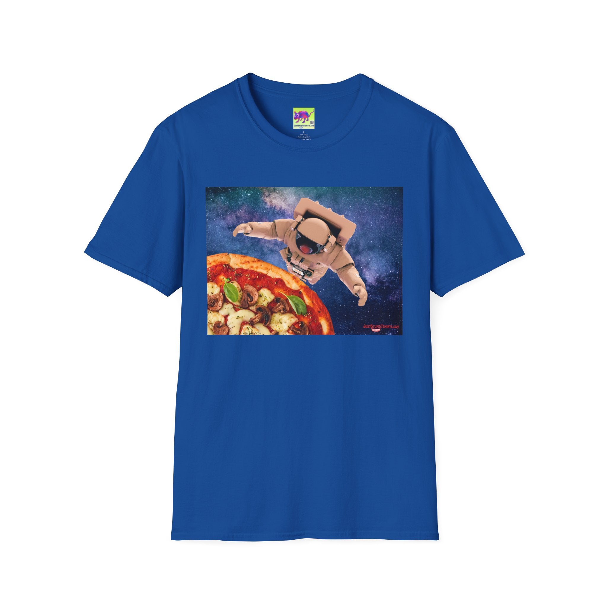 Astronaut Pizza Tee — Space Explorer Eating Pizza Graphic T-Shirt