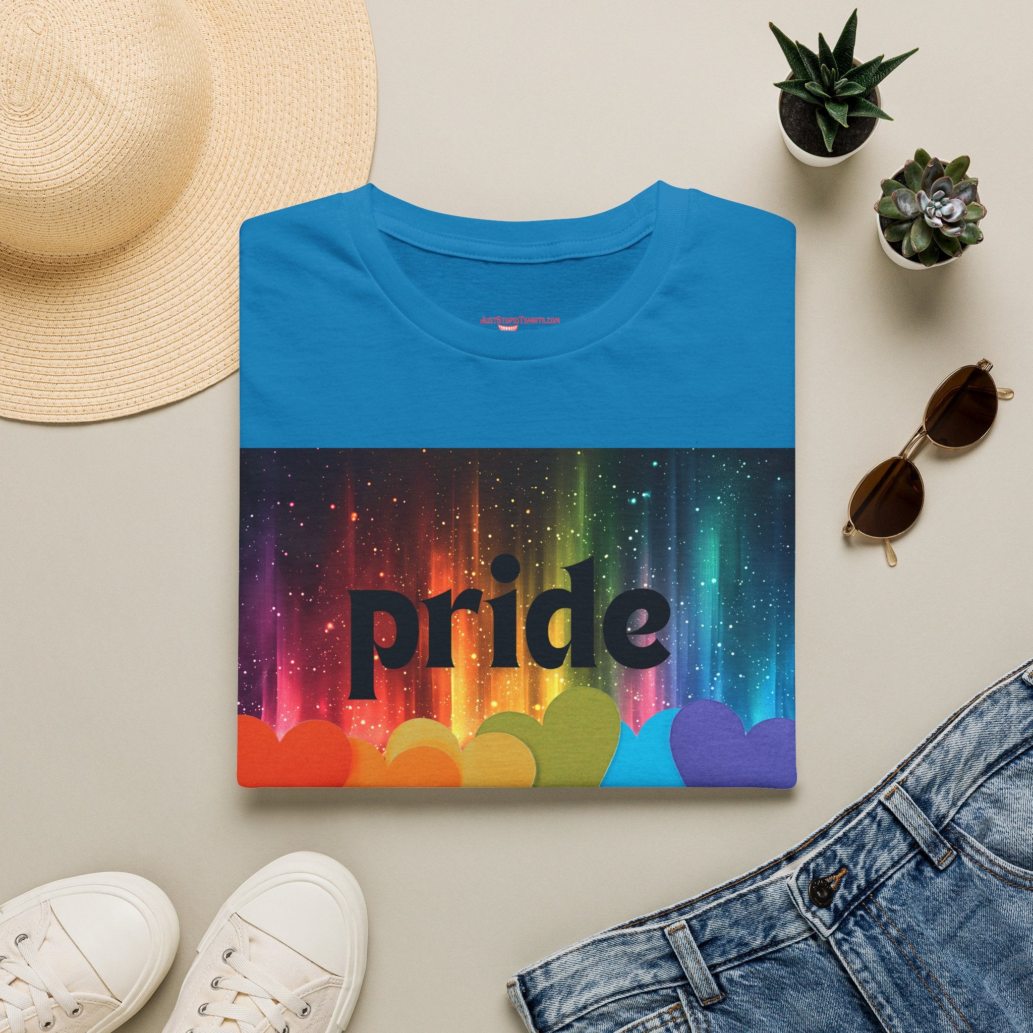 Pride Rainbow Hearts T‑Shirt — Colorful Pride Graphic Tee- LGBTQ shirt, pride month shirt