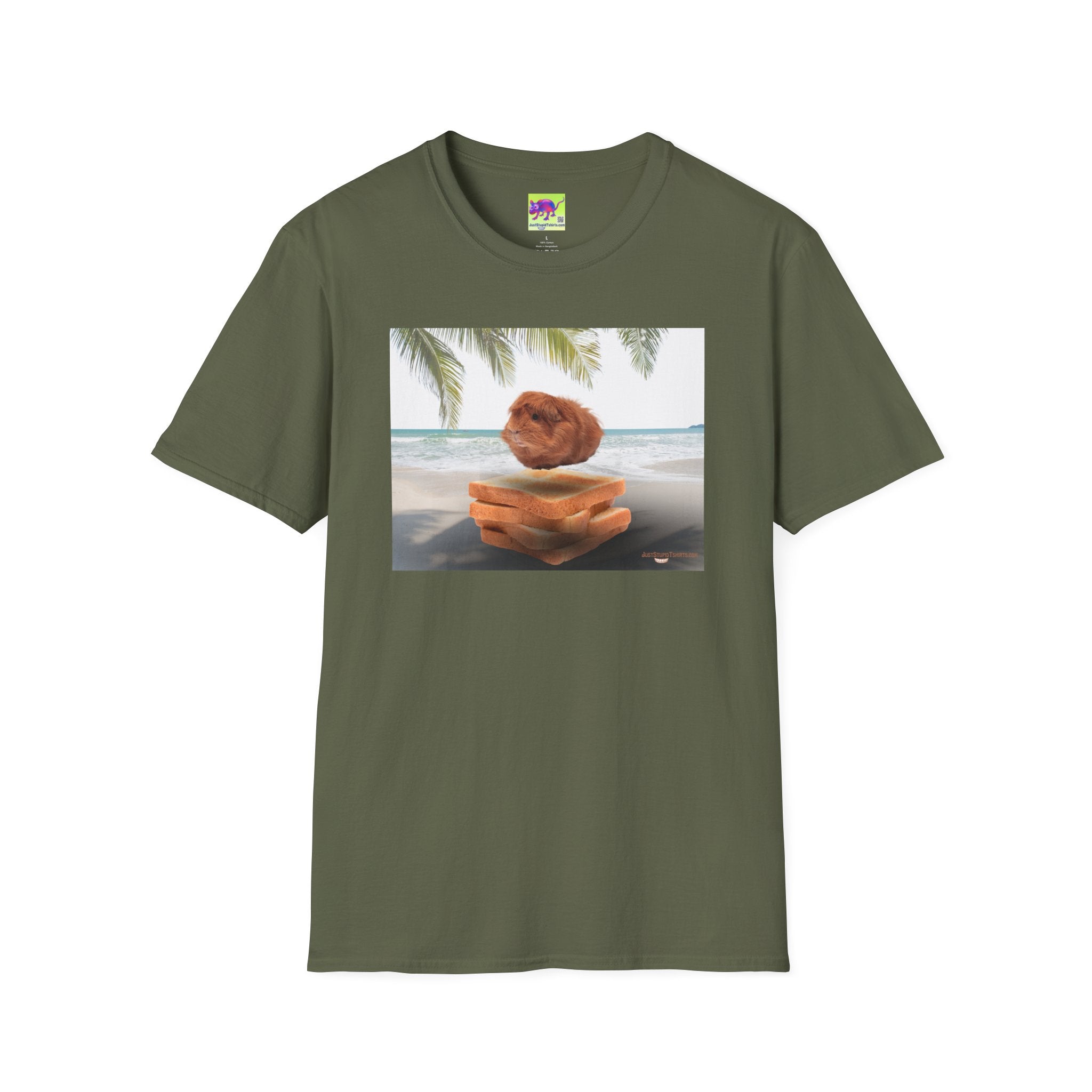 Fluffy on the Beach -Guinea Pig Tee — Cute Guinea Pig on Toast Tropical T-Shirt